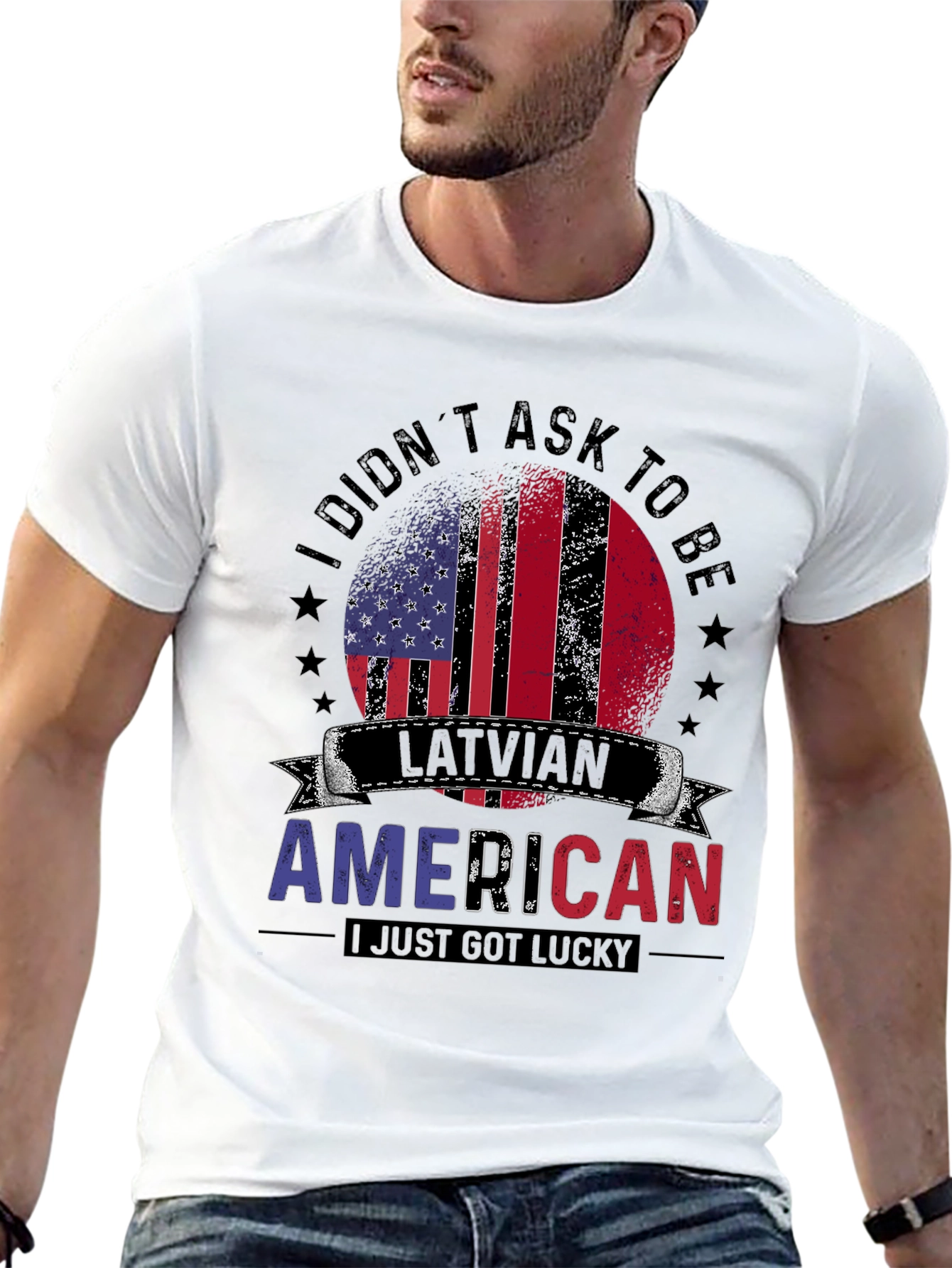 Latvian American T-Shirt: Lucky USA Pride Tee