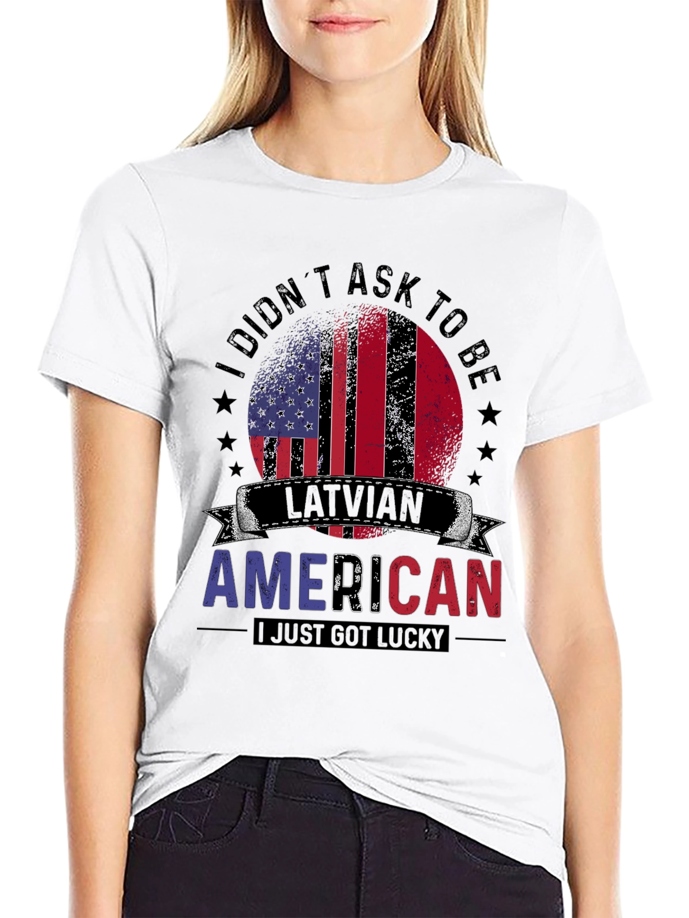 Latvian American T-Shirt: Lucky USA Pride Tee