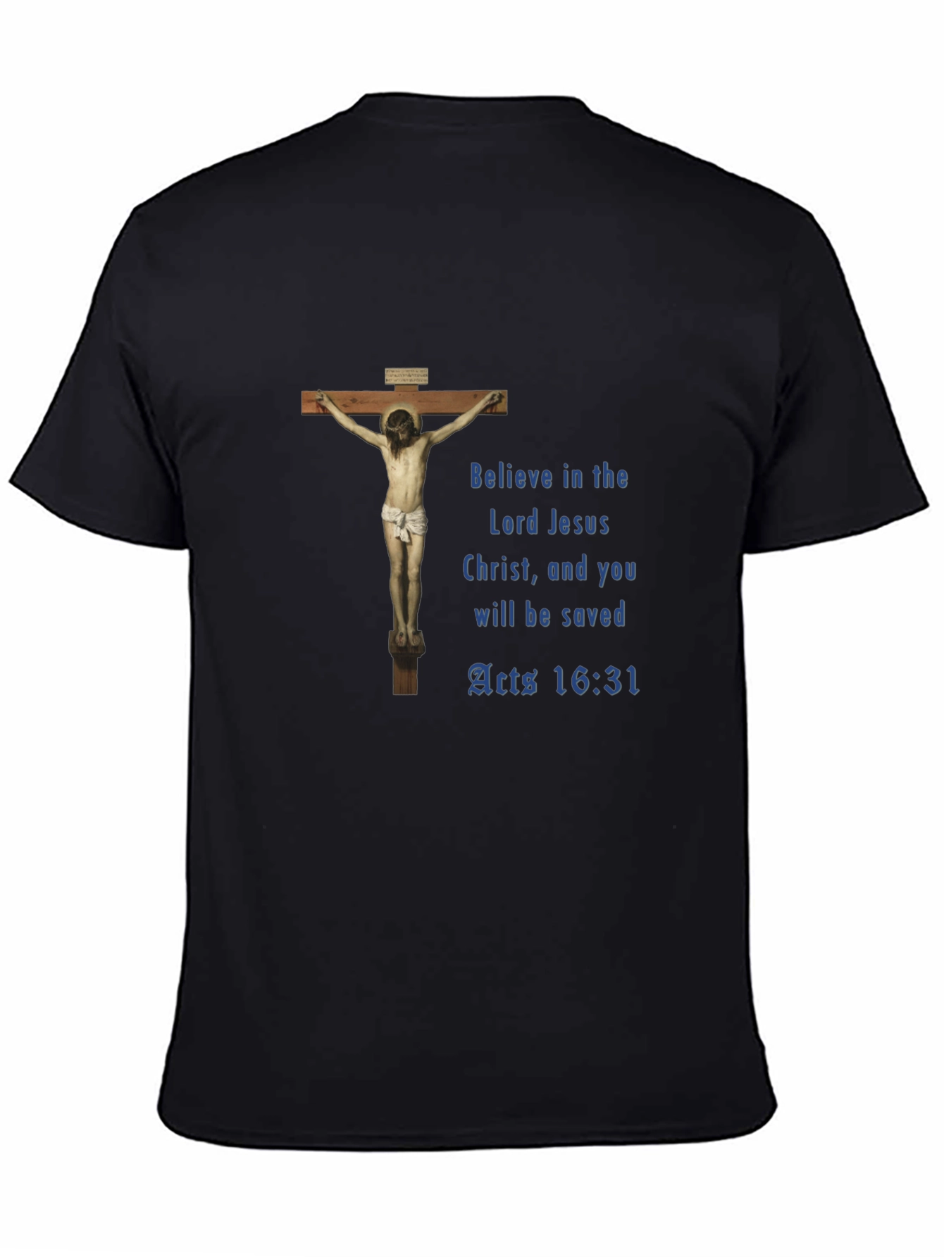 Believe Lord Jesus Black Graphic T-Shirt