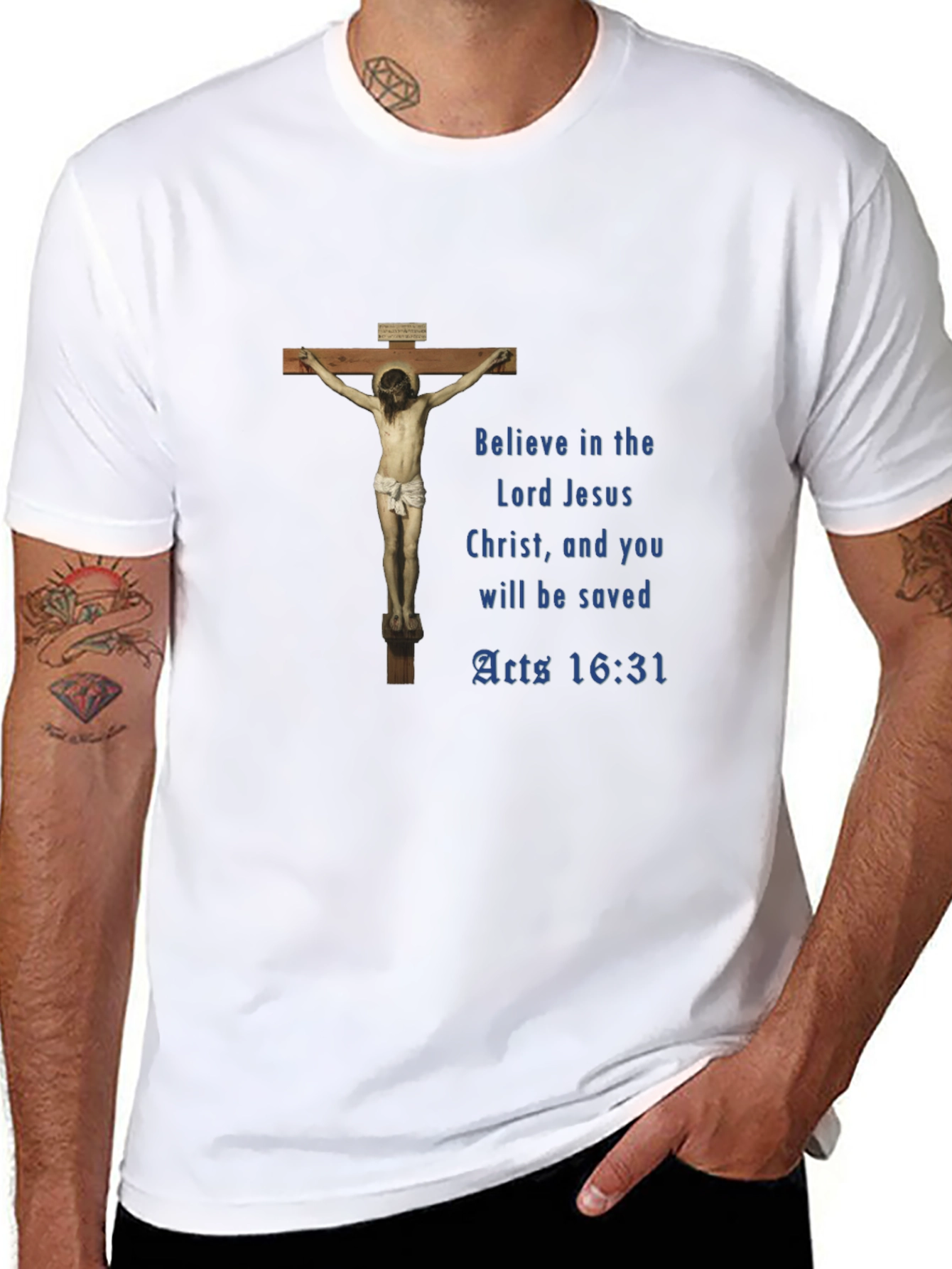 Believe Lord Jesus Black Graphic T-Shirt