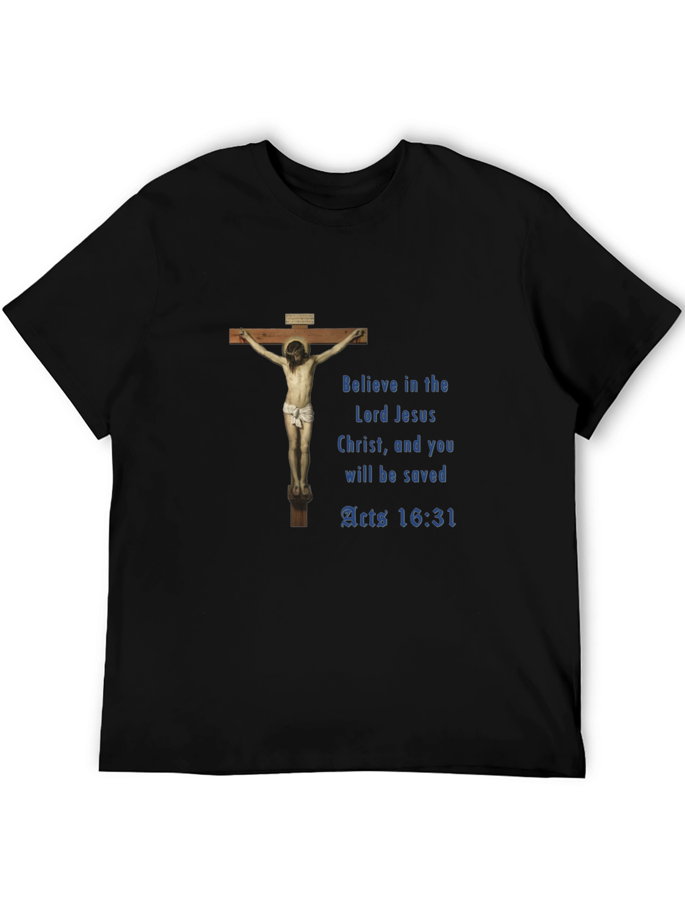 Believe Lord Jesus Black Graphic T-Shirt