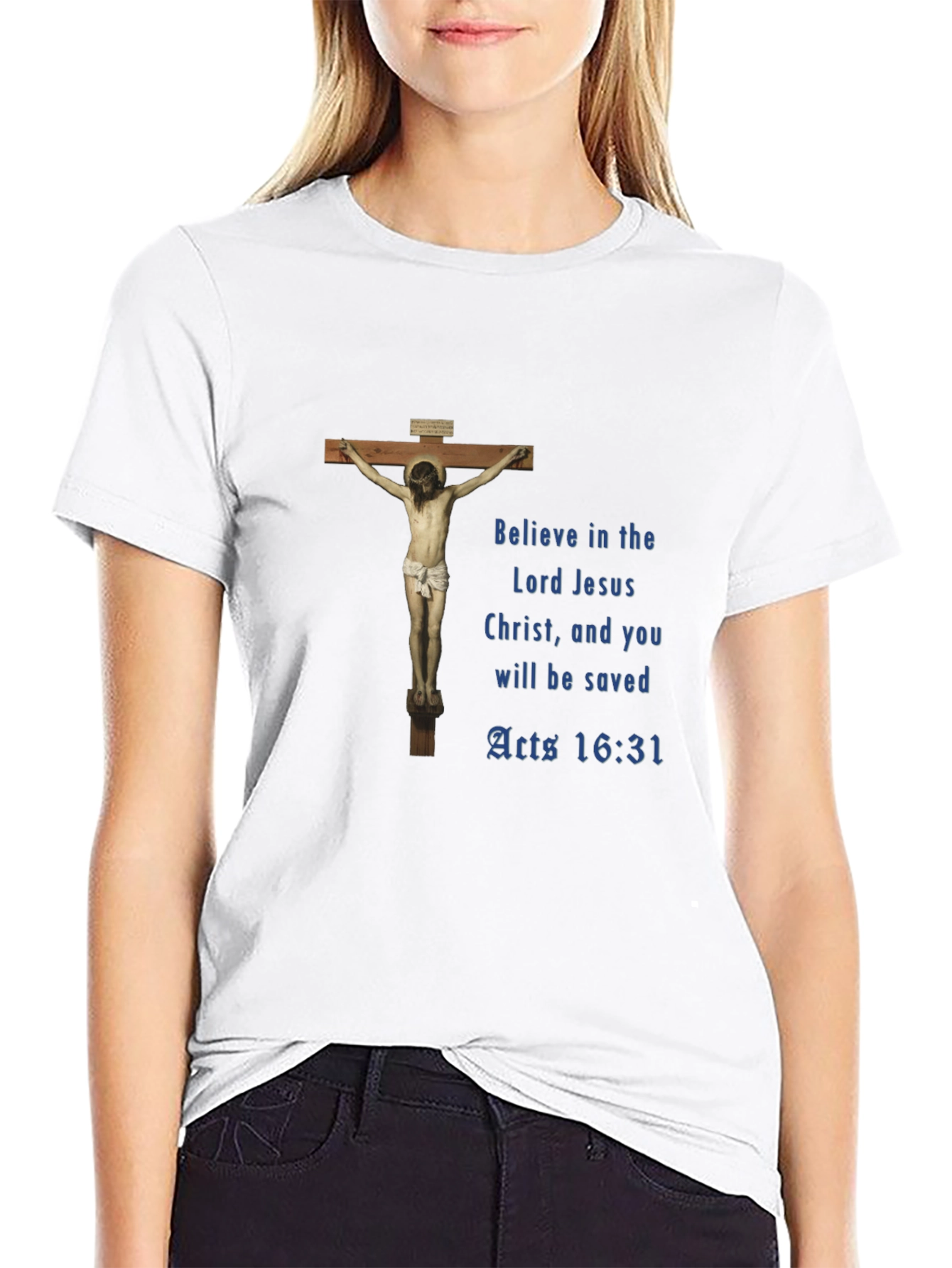 Believe Lord Jesus Black Graphic T-Shirt