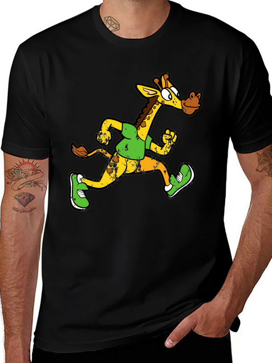 Running Giraffe Graphic Tee - Mens Black T-Shirt