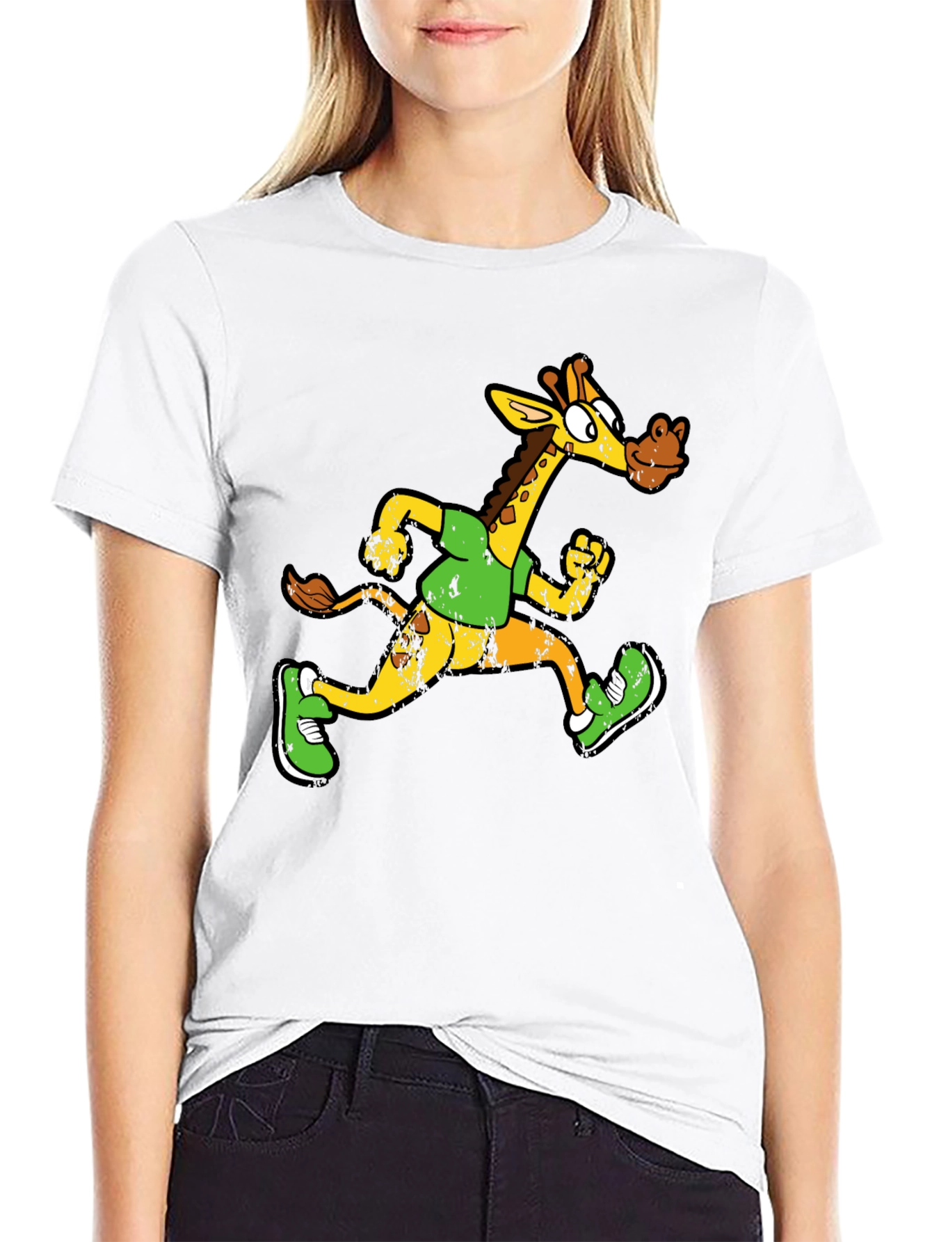 Running Giraffe Graphic Tee - Mens Black T-Shirt