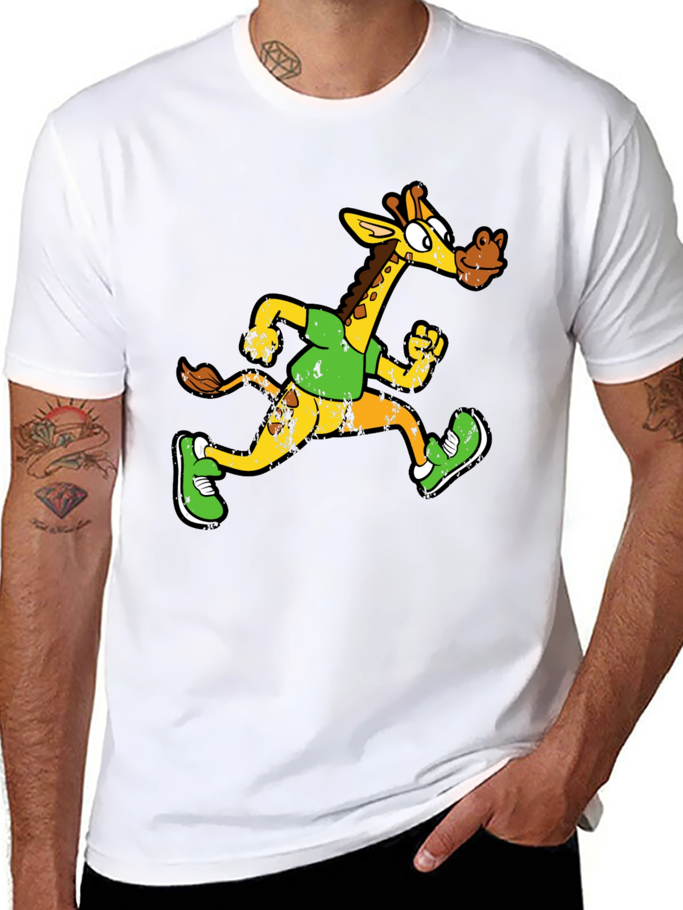 Running Giraffe Graphic Tee - Mens Black T-Shirt