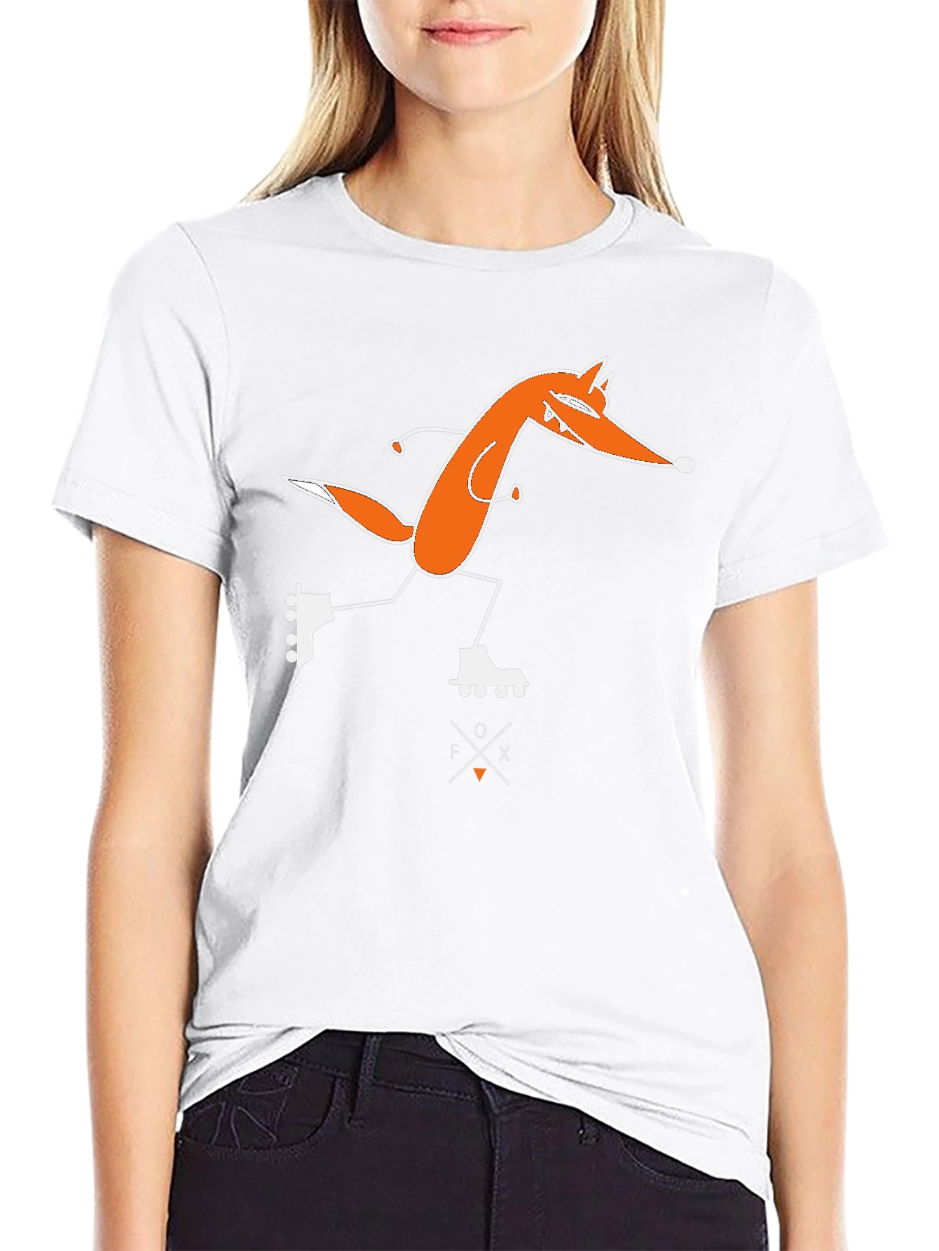 Skating Fox Graphic Tee - Black Cotton T-Shirt