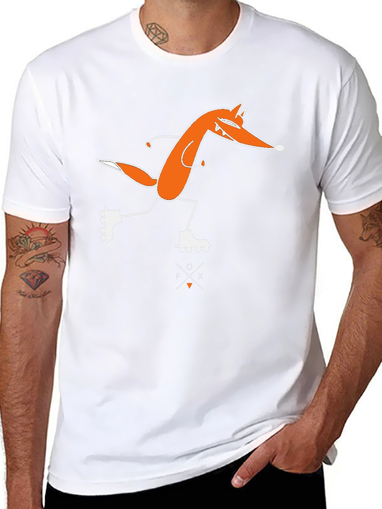 Skating Fox Graphic Tee - Black Cotton T-Shirt