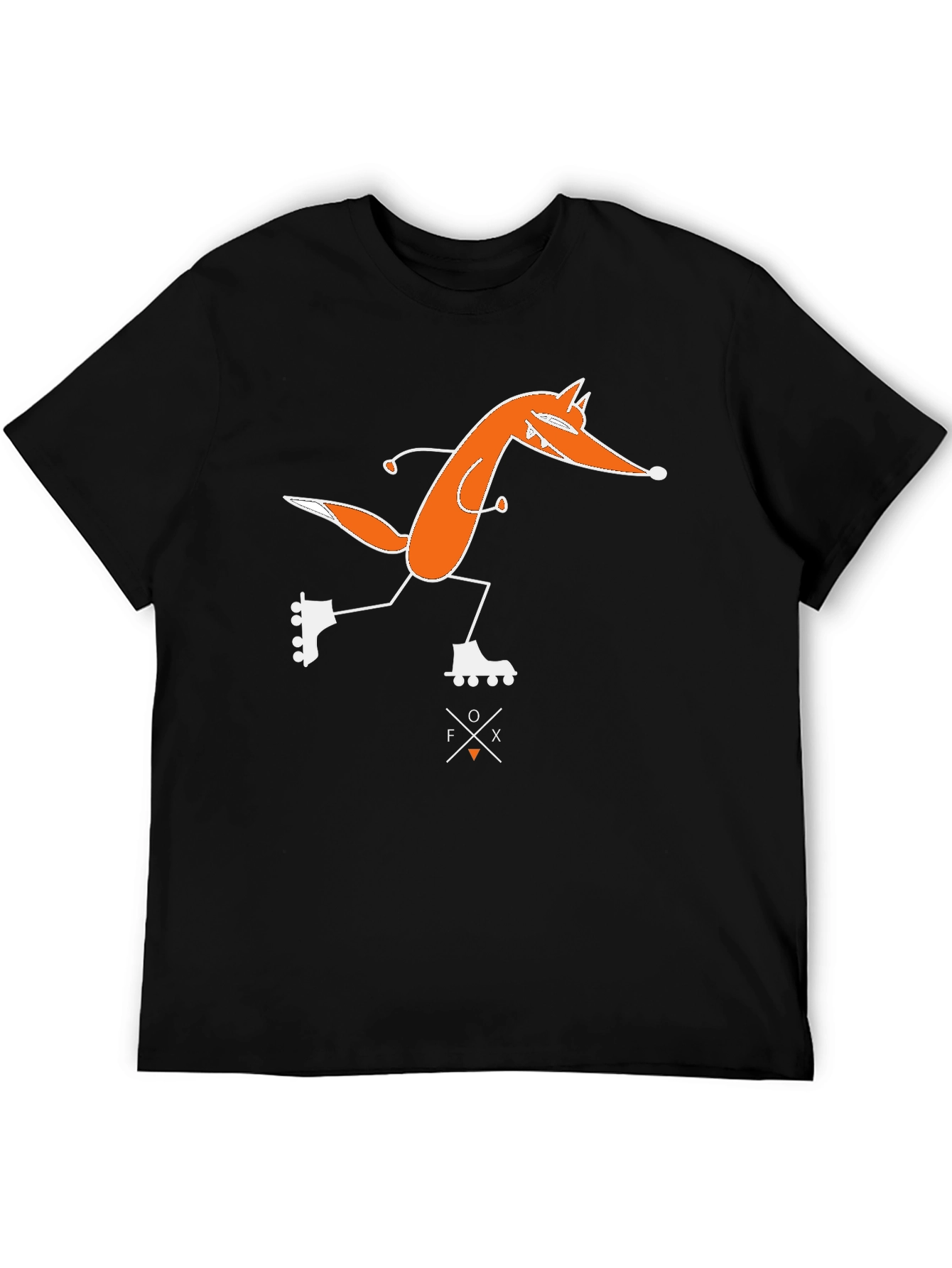 Skating Fox Graphic Tee - Black Cotton T-Shirt