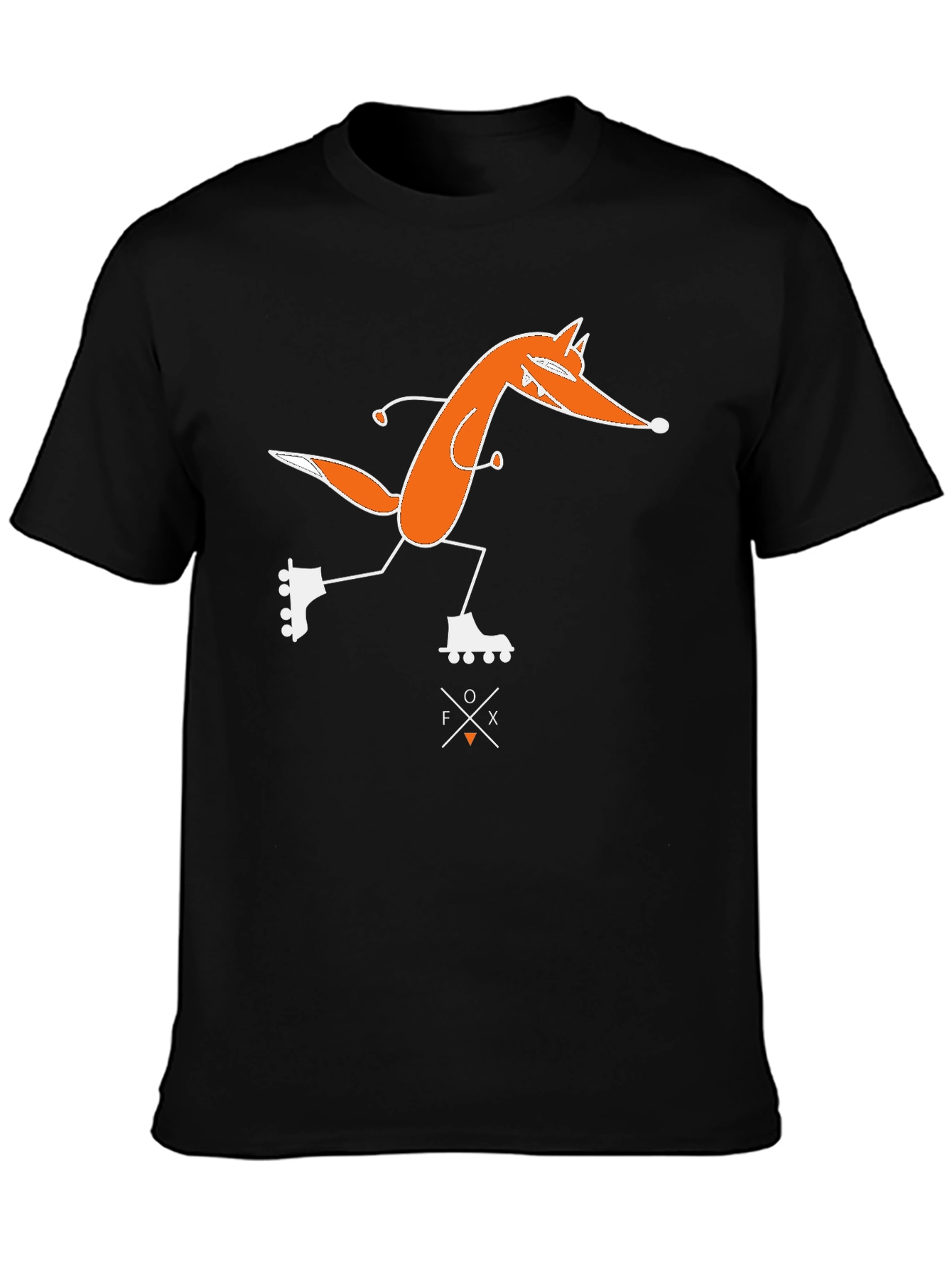 Skating Fox Graphic Tee - Black Cotton T-Shirt