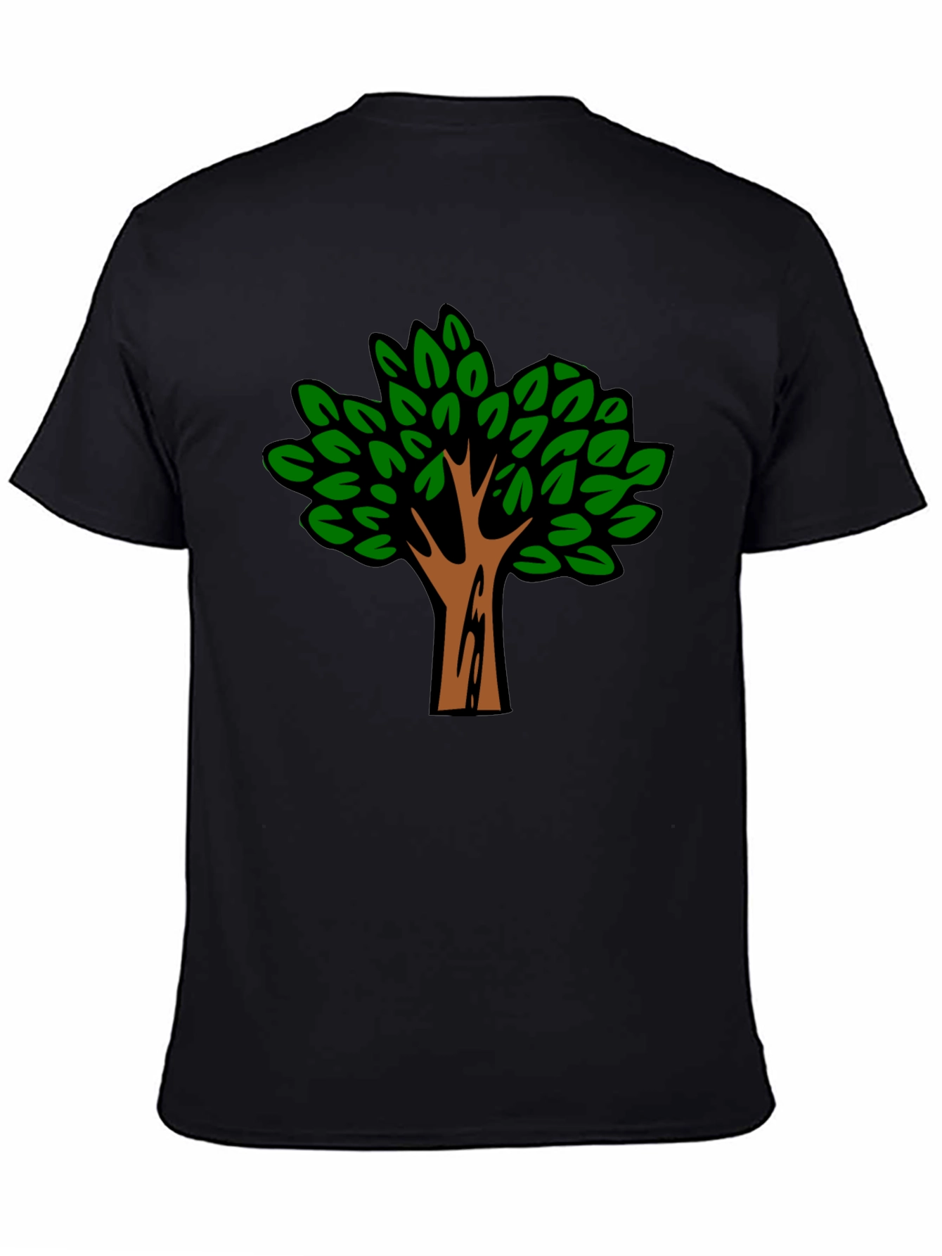 Black T-Shirt with Tree Graphic Print