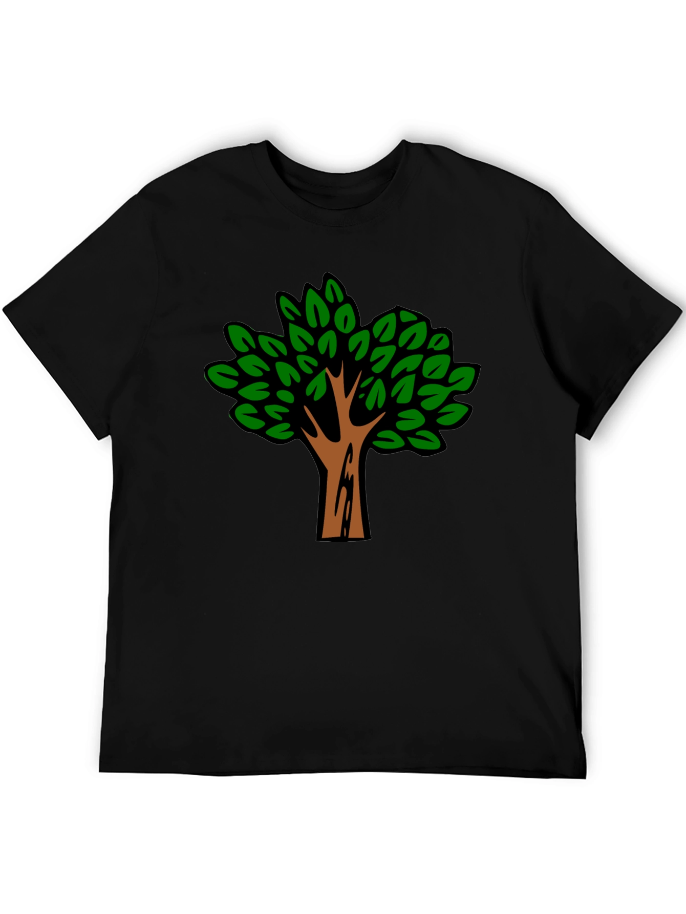 Black T-Shirt with Tree Graphic Print