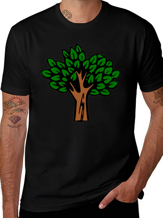 Black T-Shirt with Tree Graphic Print