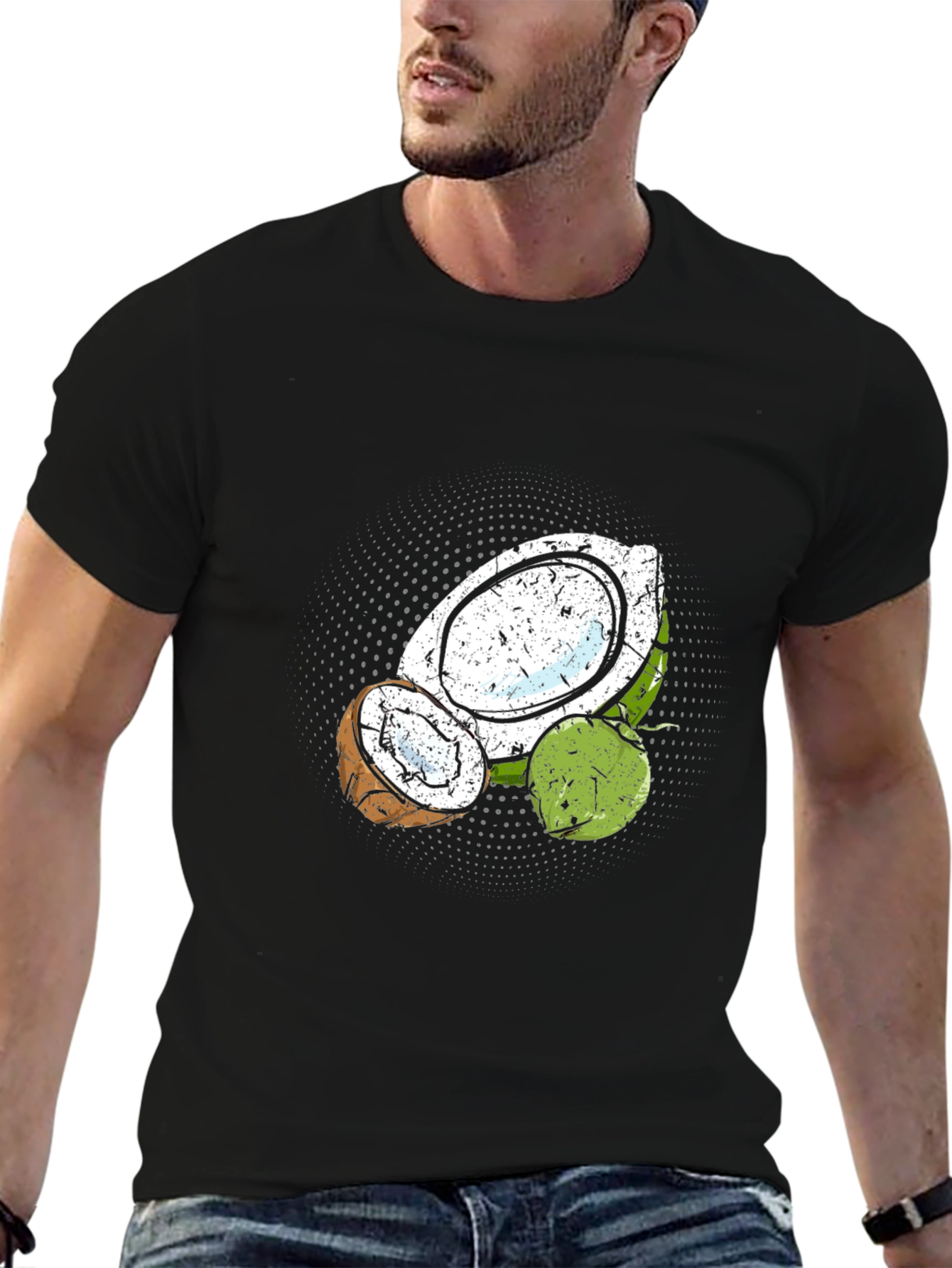 Coconut Graphic Print Black T-Shirt