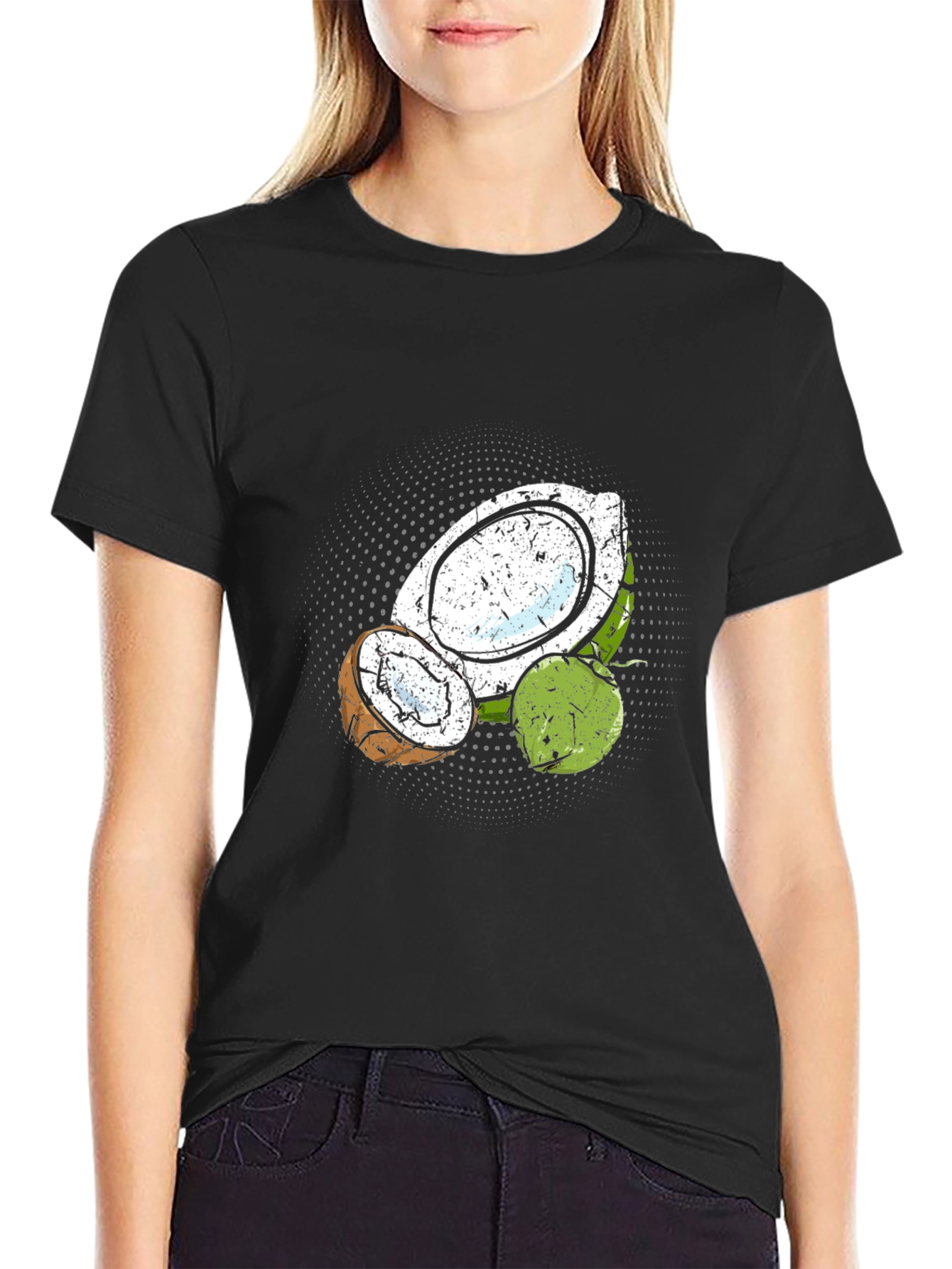 Coconut Graphic Print Black T-Shirt