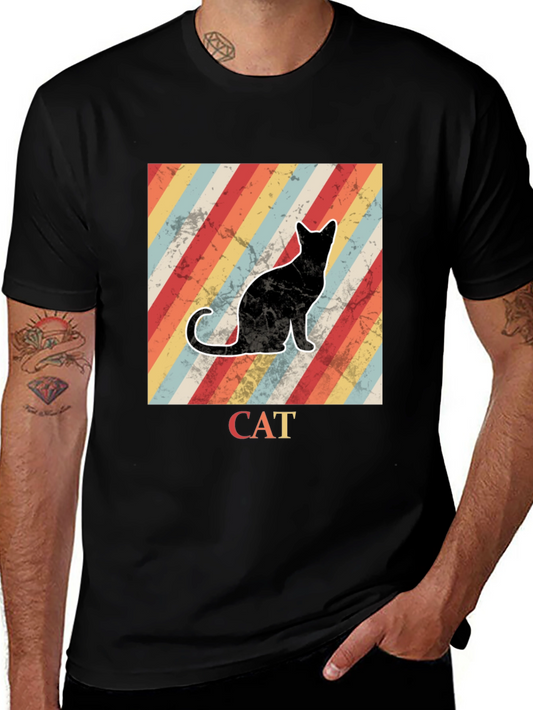 Retro Cat Graphic T-Shirt - Vintage Style Tee