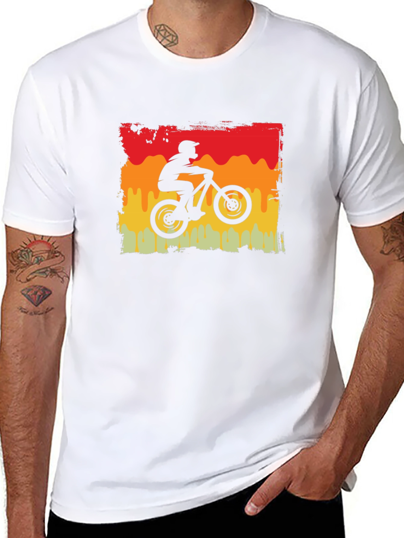 Retro Mountain Biker Graphic Tee - Black
