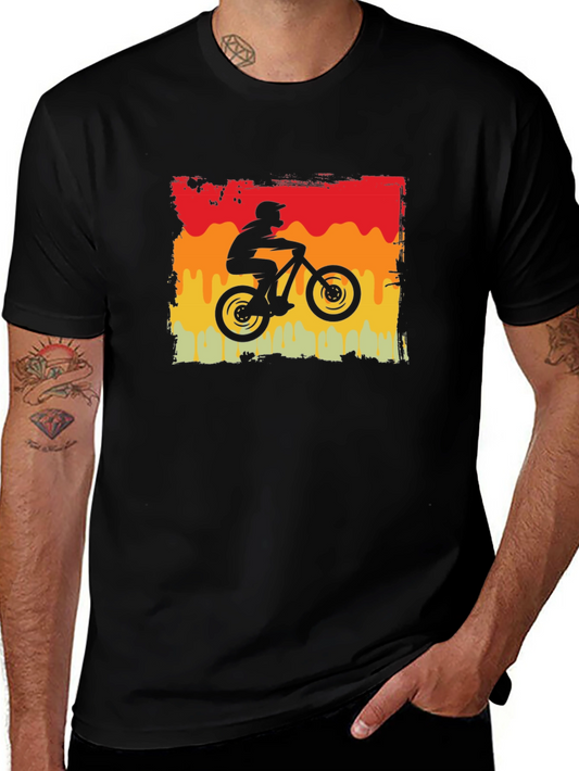 Retro Mountain Biker Graphic Tee - Black