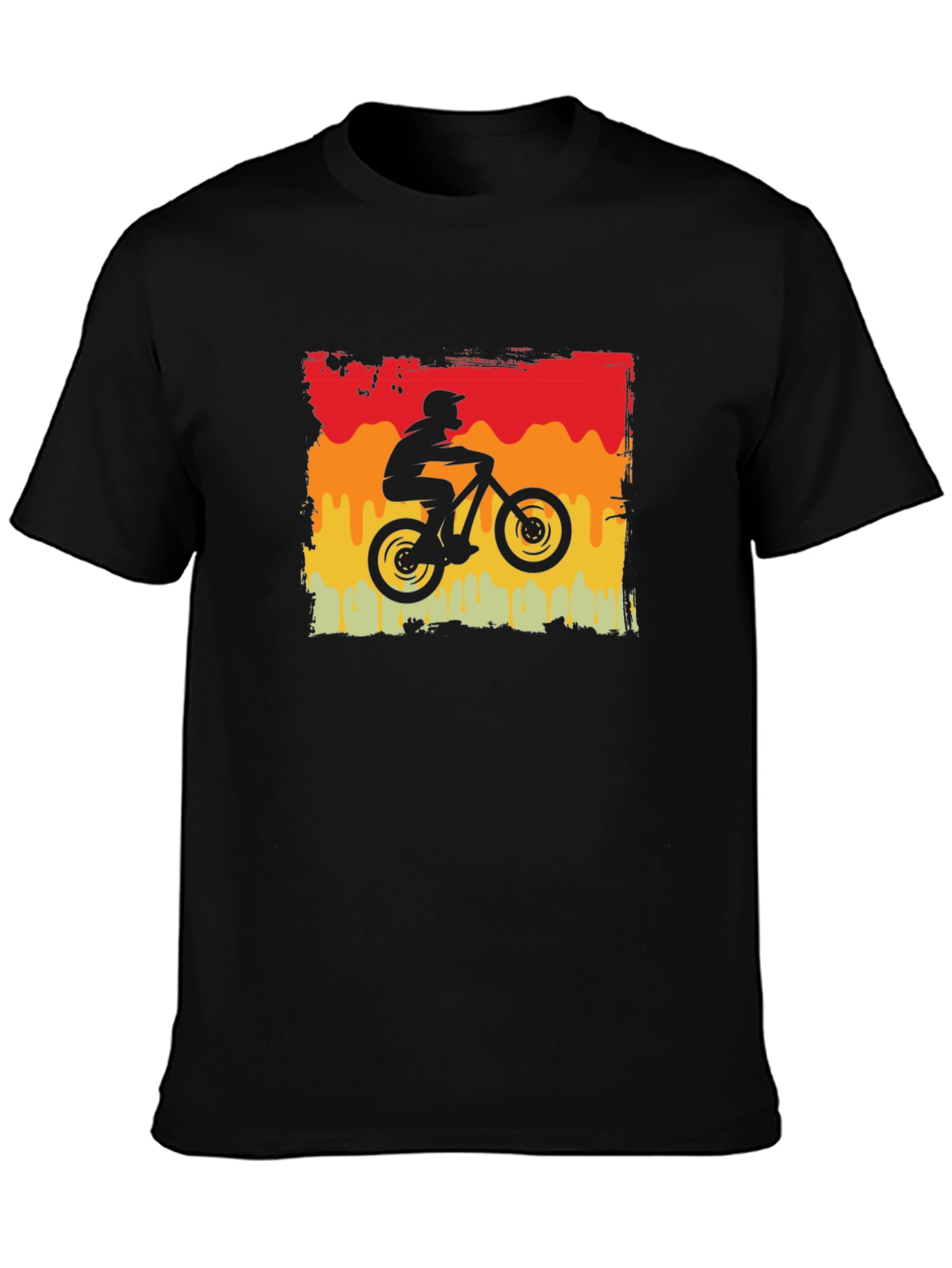 Retro Mountain Biker Graphic Tee - Black
