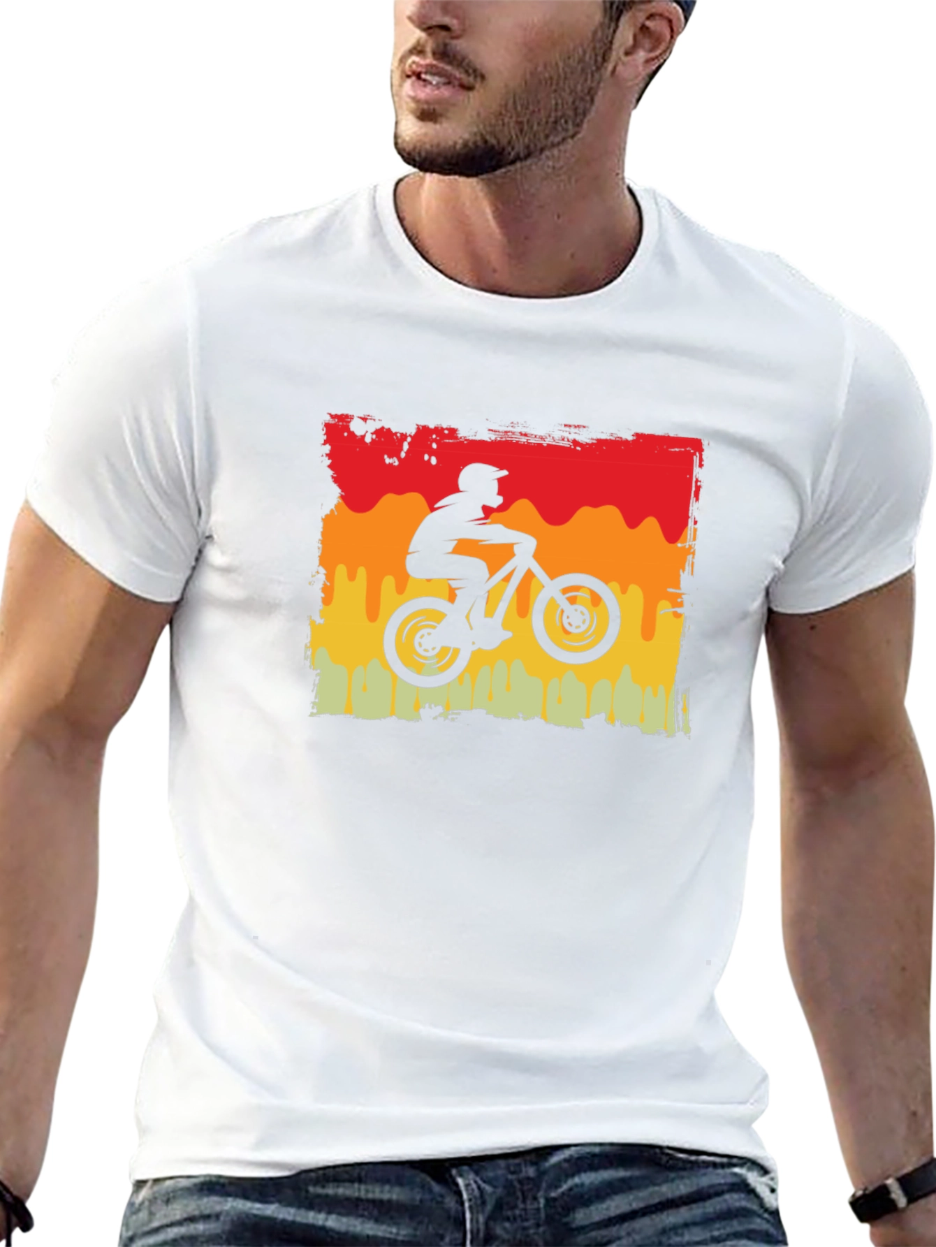 Retro Mountain Biker Graphic Tee - Black