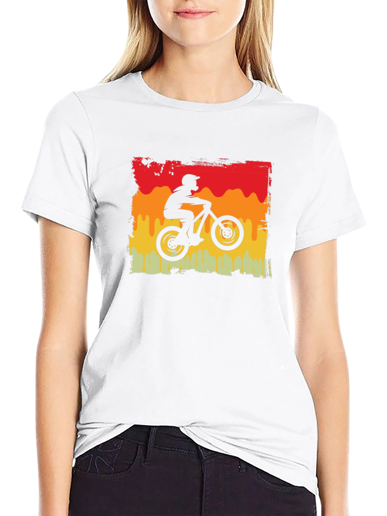 Retro Mountain Biker Graphic Tee - Black