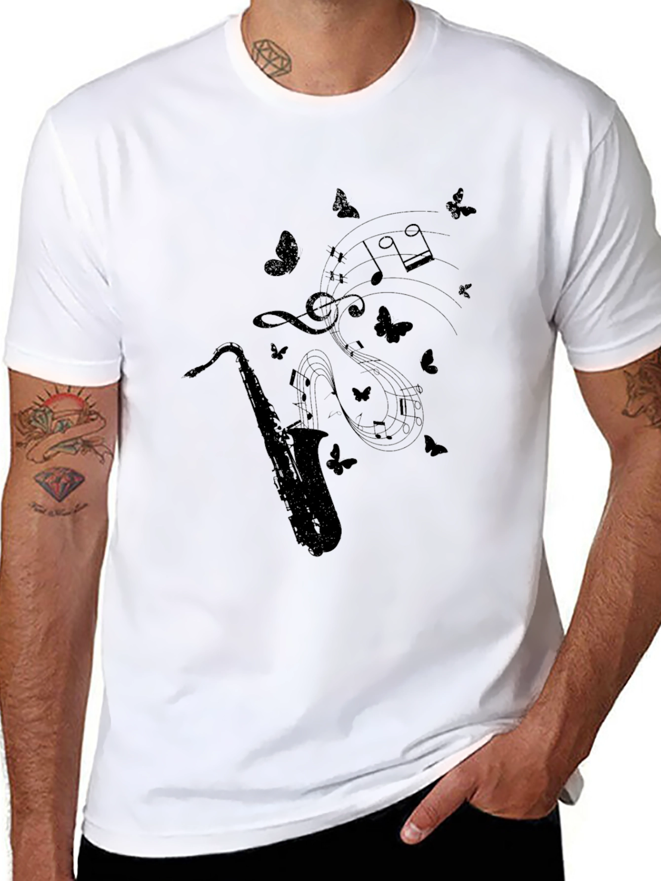 Saxophone Music Notes Graphic Tee