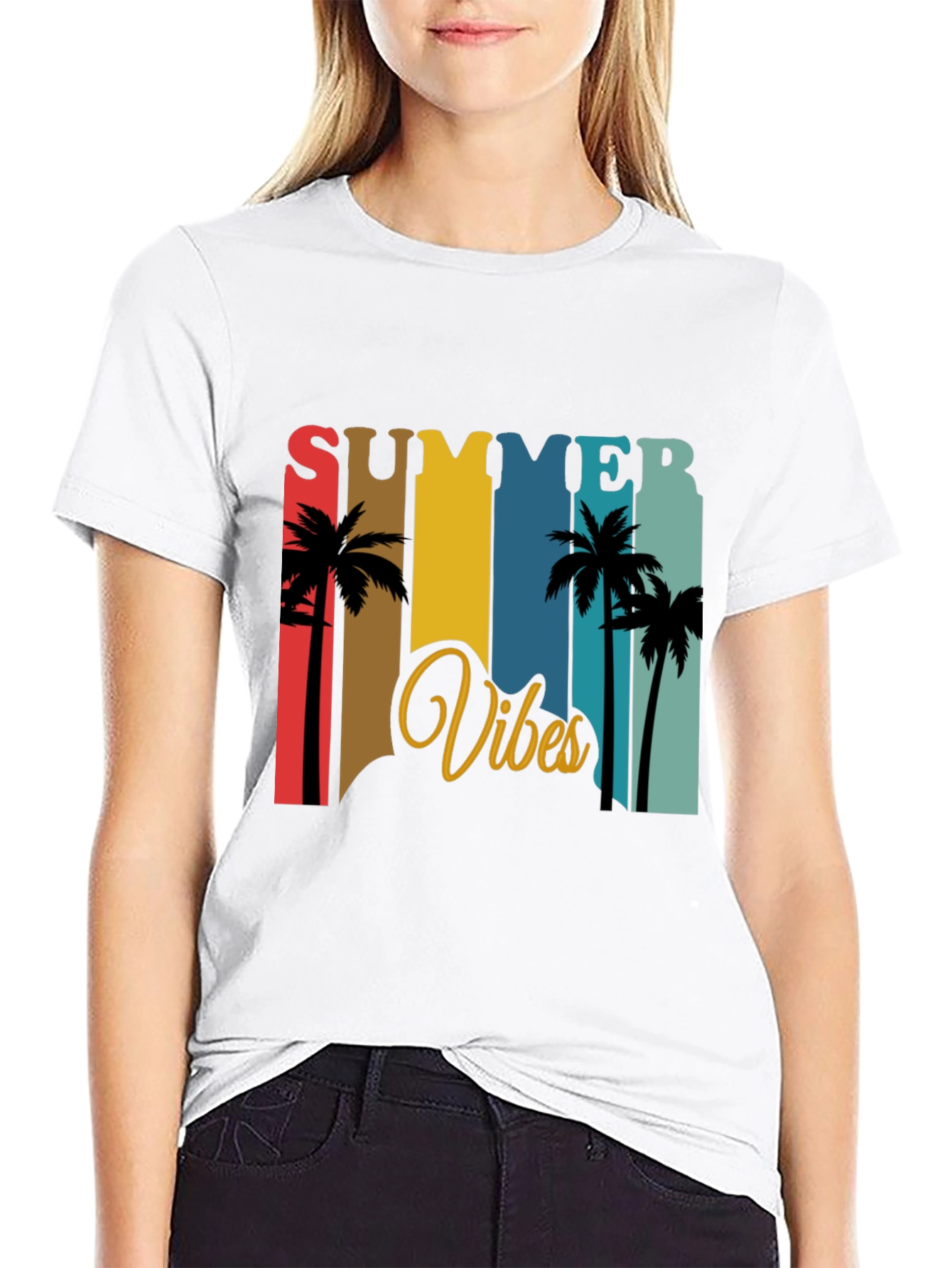 Summer Vibes Graphic T-Shirt - Palm Tree Design