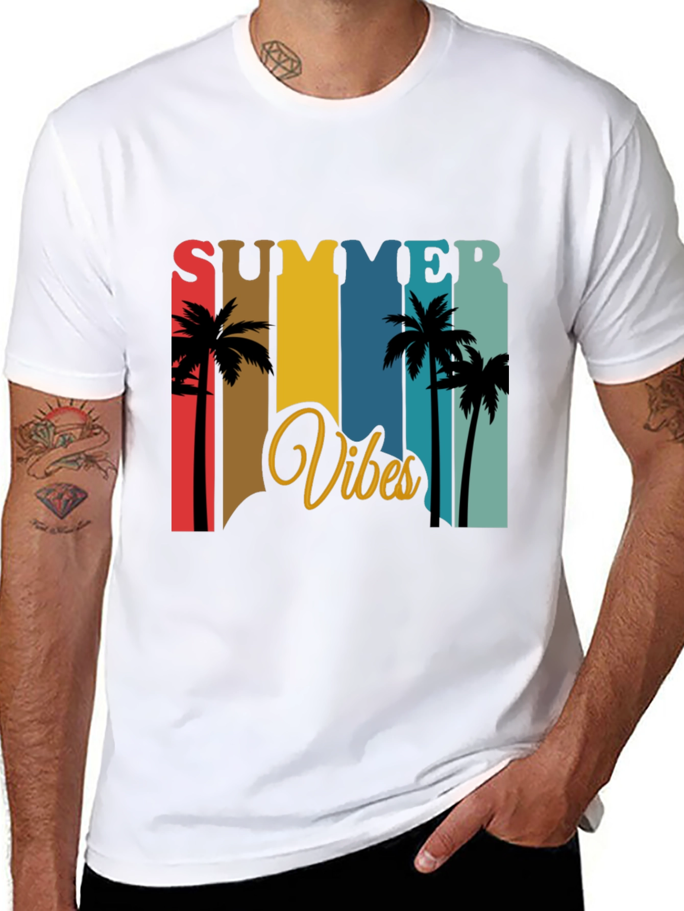 Summer Vibes Graphic T-Shirt - Palm Tree Design