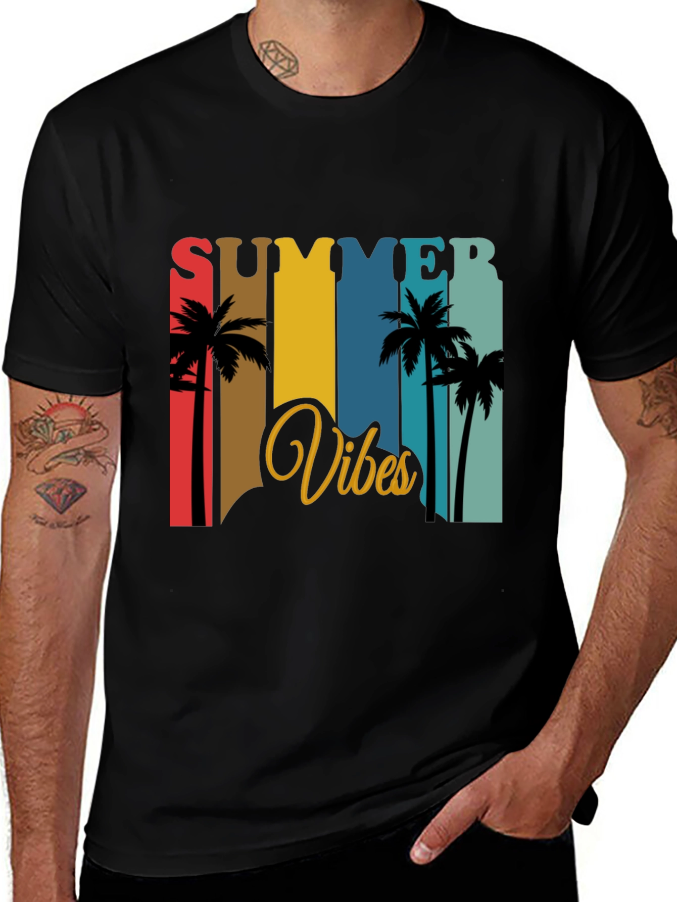 Summer Vibes Graphic T-Shirt - Palm Tree Design