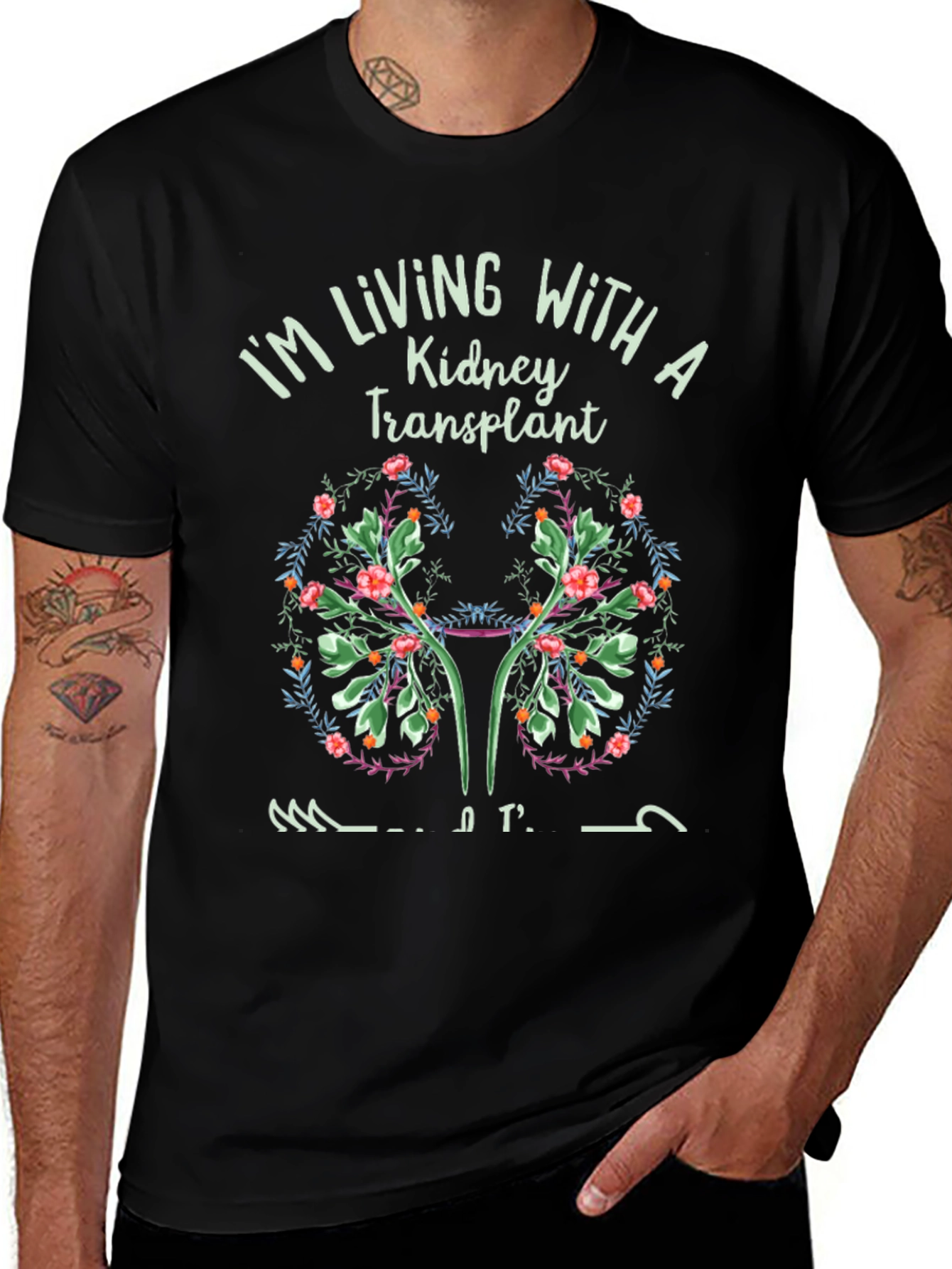Kidney Transplant Awareness Floral Graphic T-Shirt