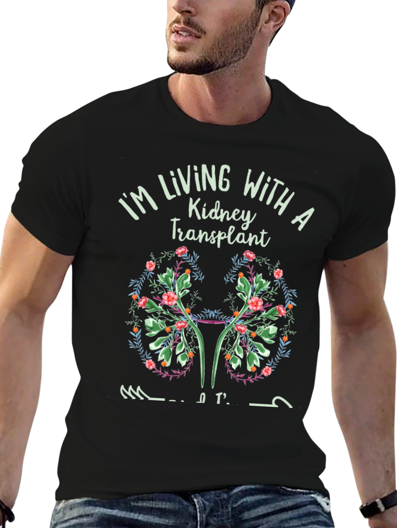 Kidney Transplant Awareness Floral Graphic T-Shirt