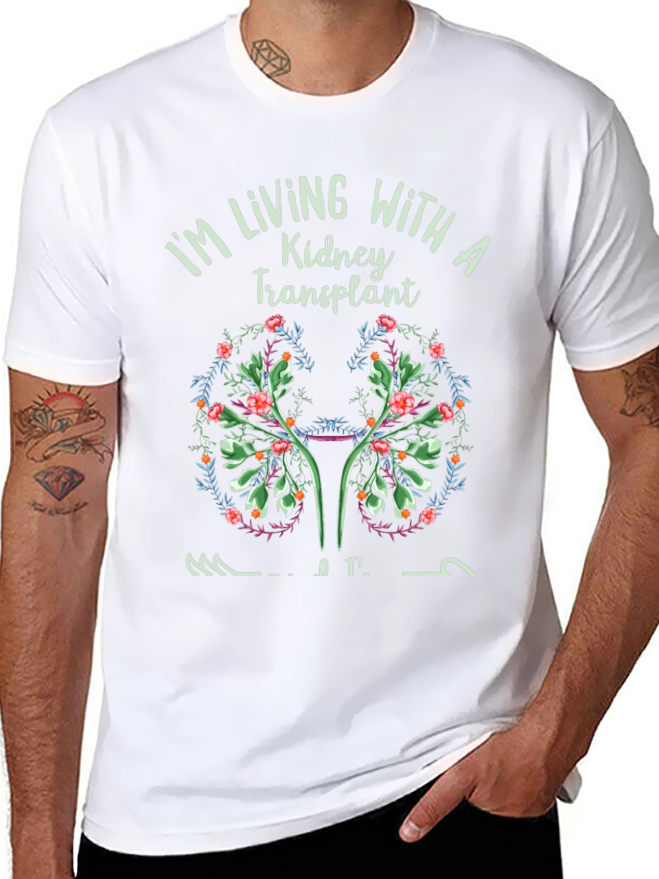 Kidney Transplant Awareness Floral Graphic T-Shirt