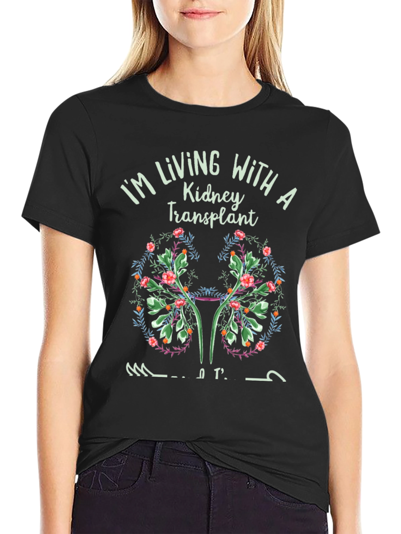 Kidney Transplant Awareness Floral Graphic T-Shirt