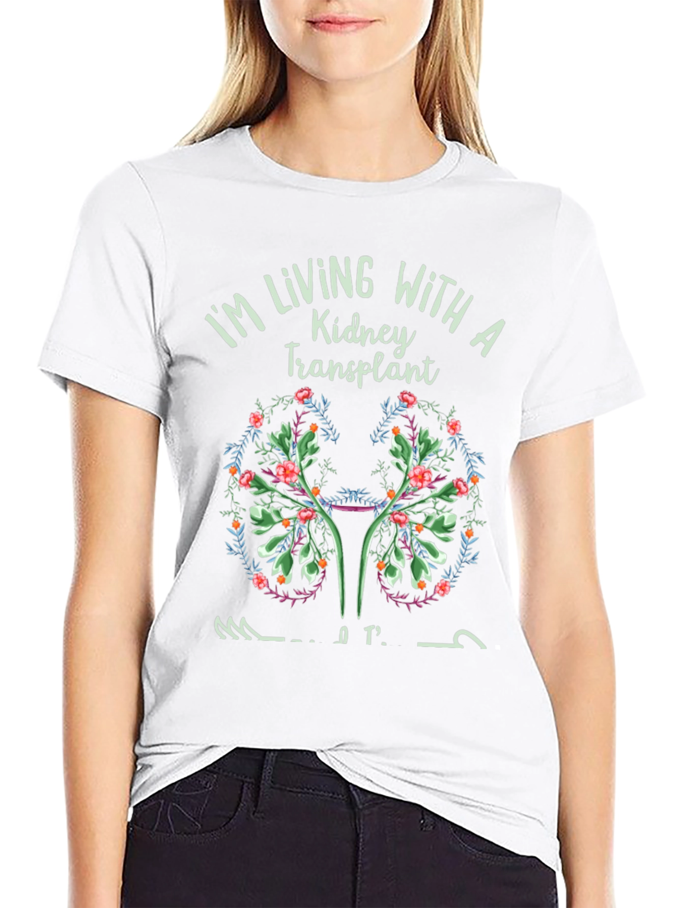 Kidney Transplant Awareness Floral Graphic T-Shirt
