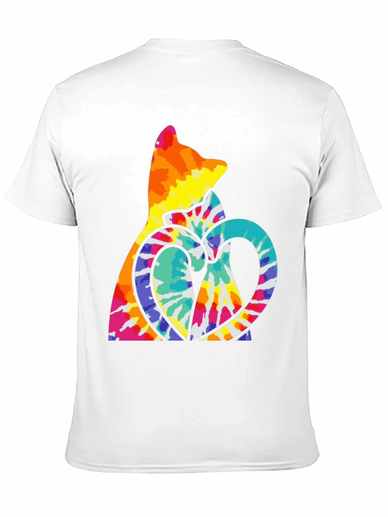 Tie Dye Cat & Heart Graphic T-Shirt