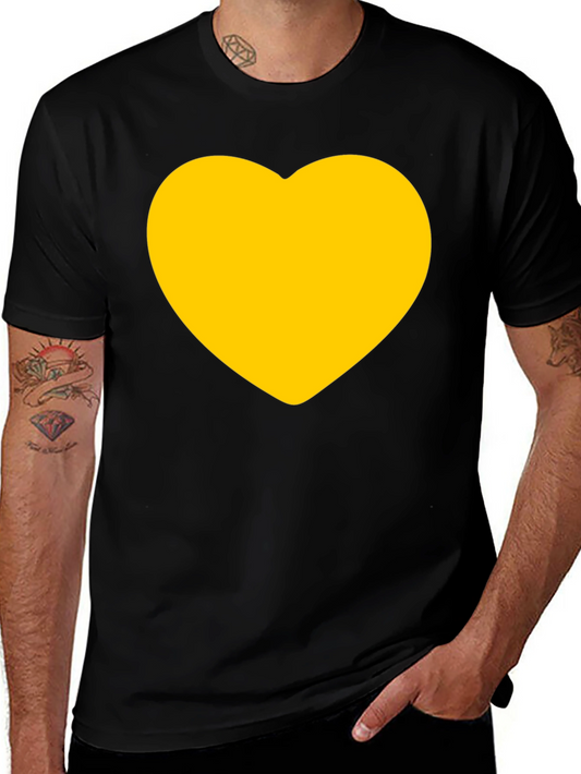 Black T-Shirt with Gold Heart Graphic