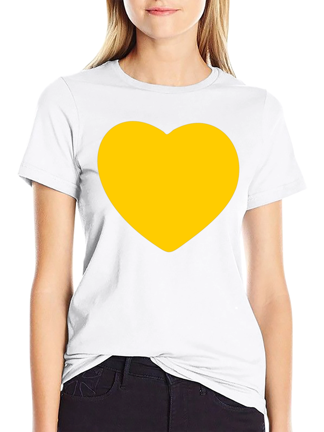 Black T-Shirt with Gold Heart Graphic