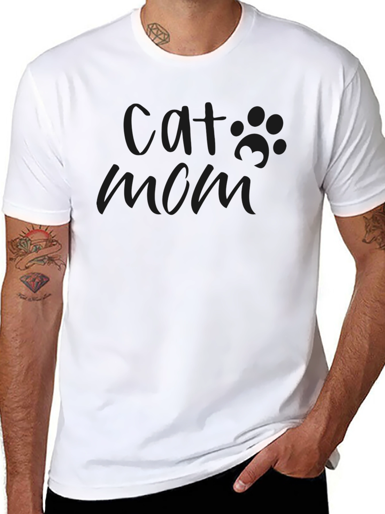 Cat Mom Graphic Black T-Shirt