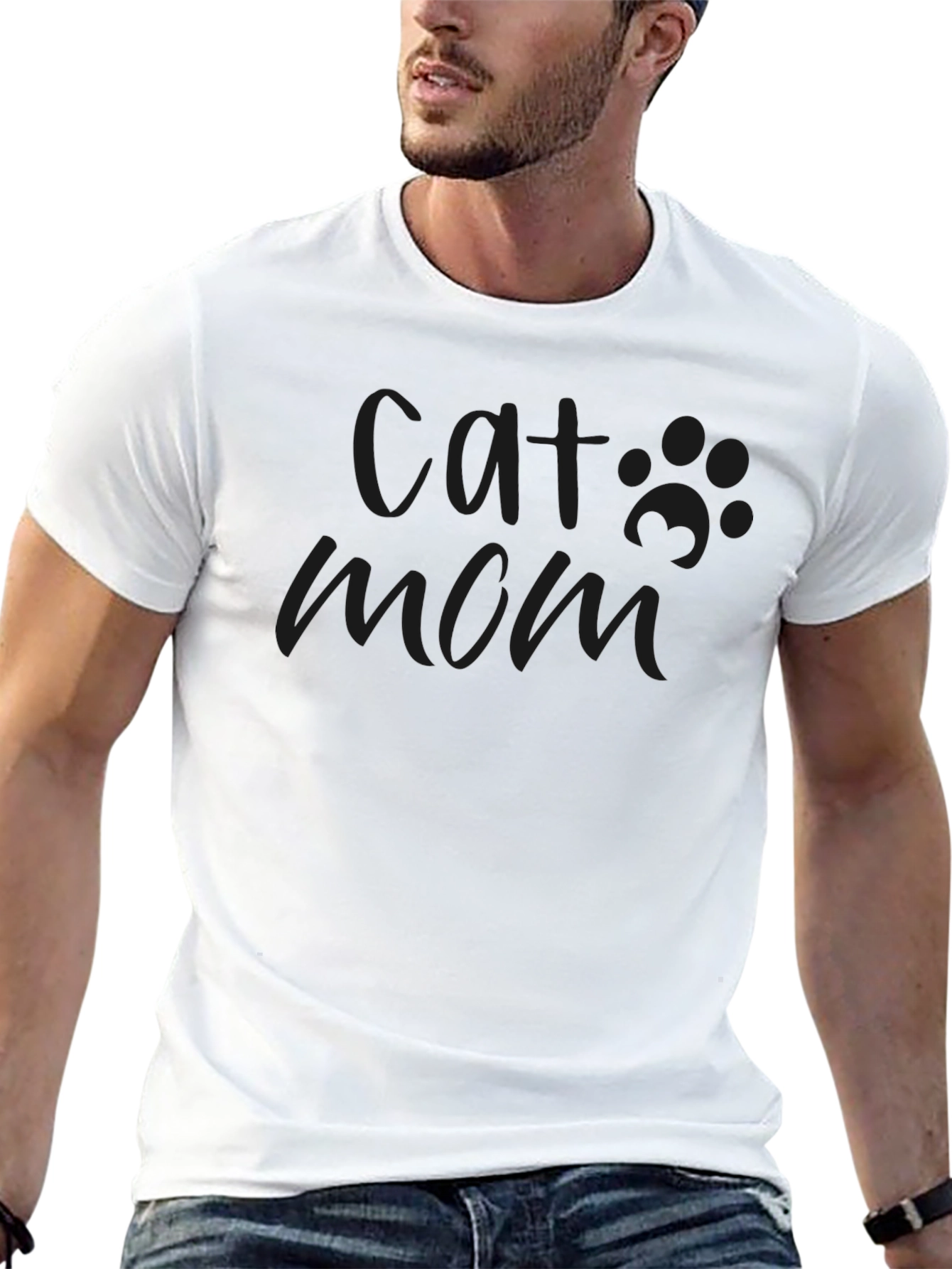 Cat Mom Graphic Black T-Shirt