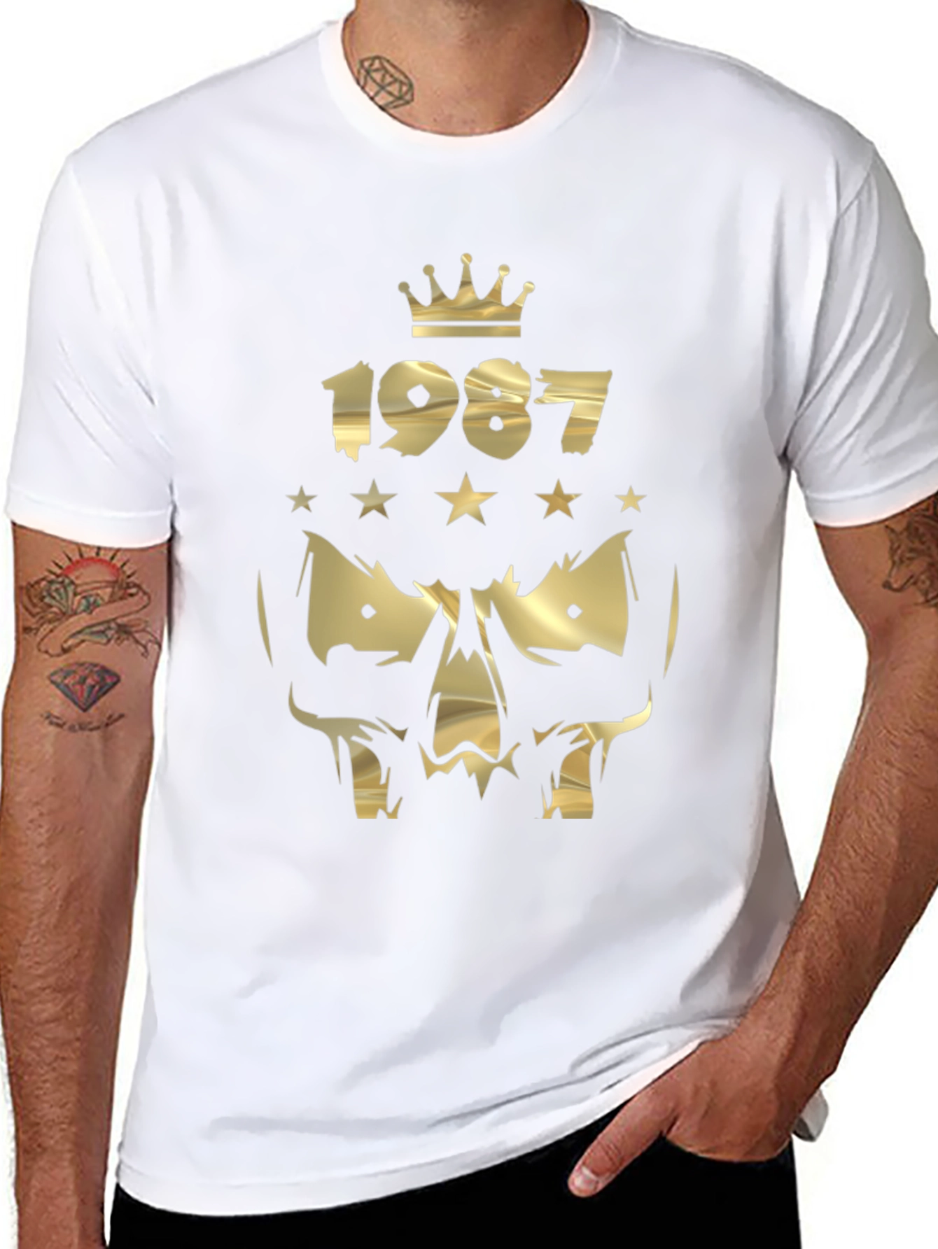 Gold Skull 1987 Graphic T-Shirt