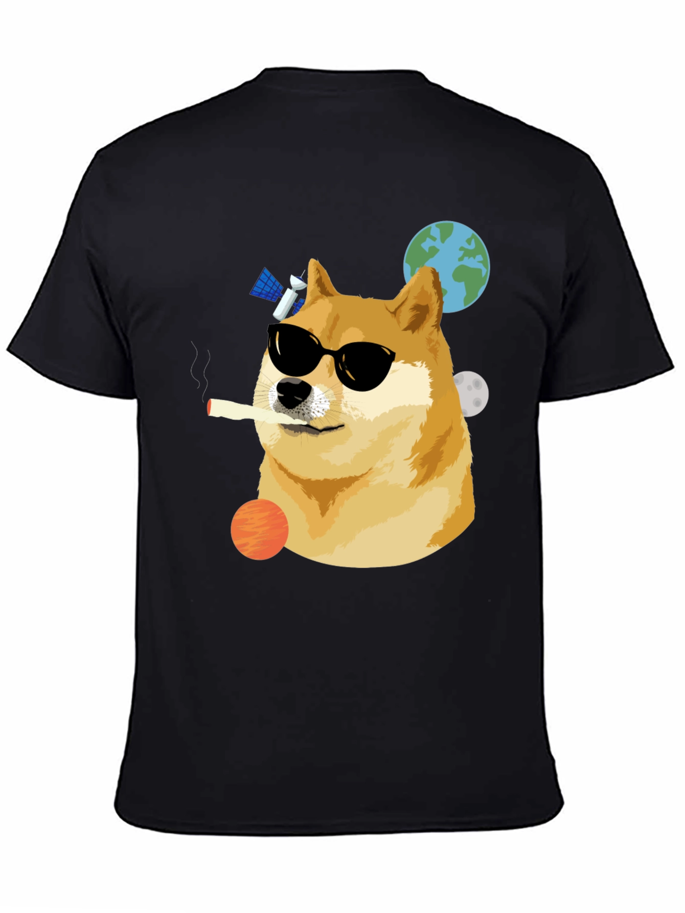 Cool Doge Smoking in Space T-Shirt