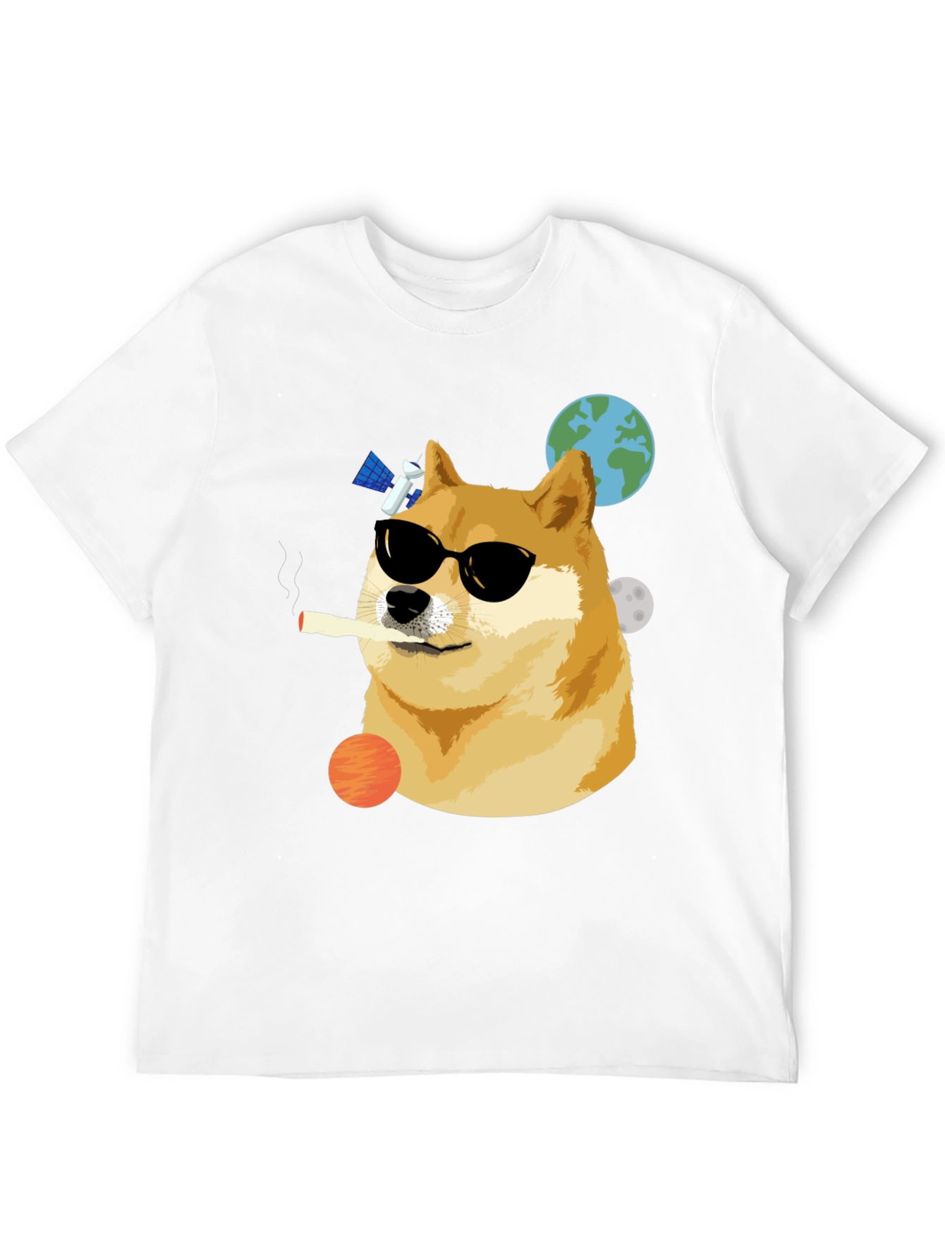 Cool Doge Smoking in Space T-Shirt