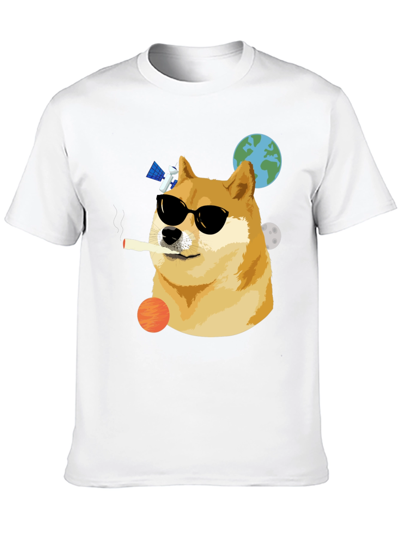Cool Doge Smoking in Space T-Shirt