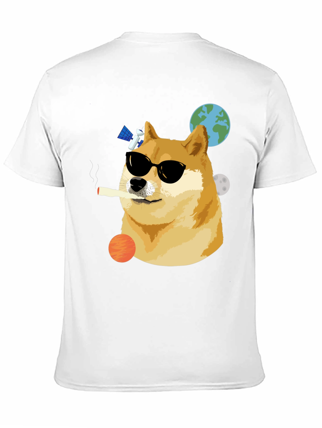 Cool Doge Smoking in Space T-Shirt
