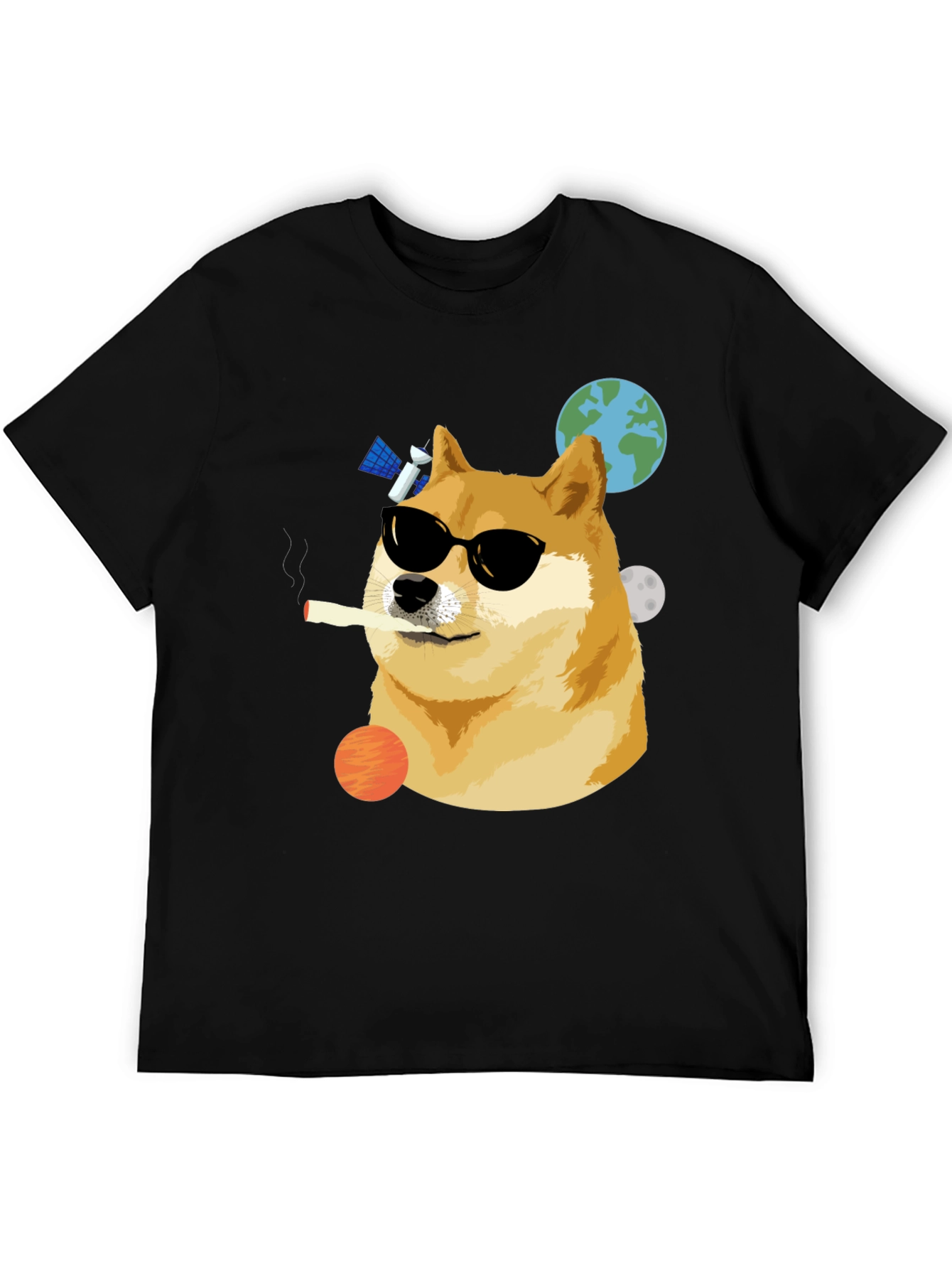 Cool Doge Smoking in Space T-Shirt