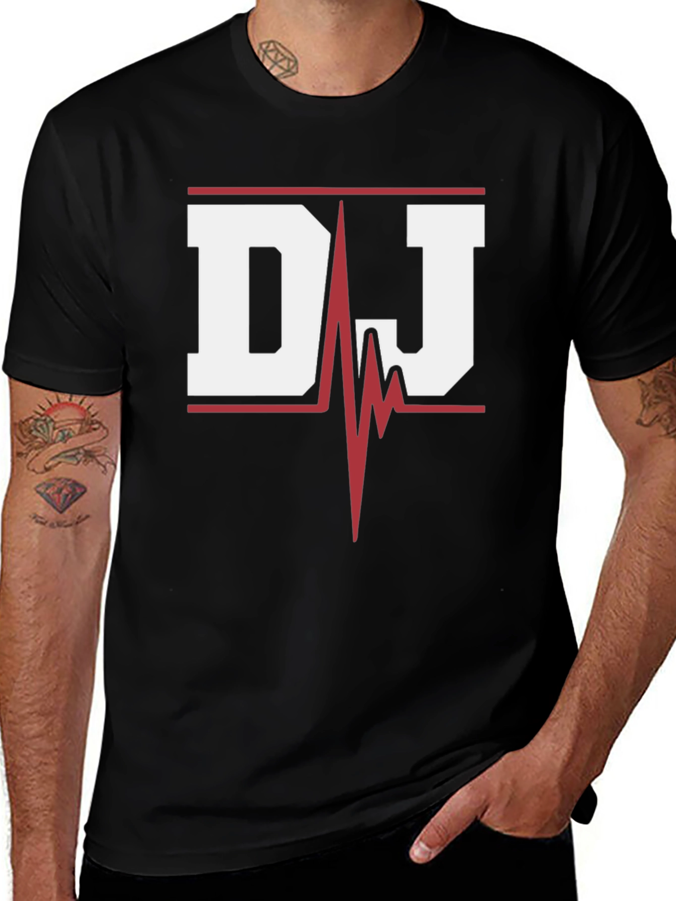 DJ Heartbeat Graphic Tee - Black