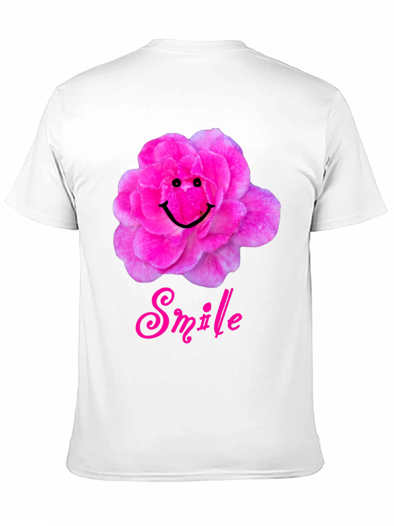 Smile Flower Graphic T-Shirt - Black Casual Tee
