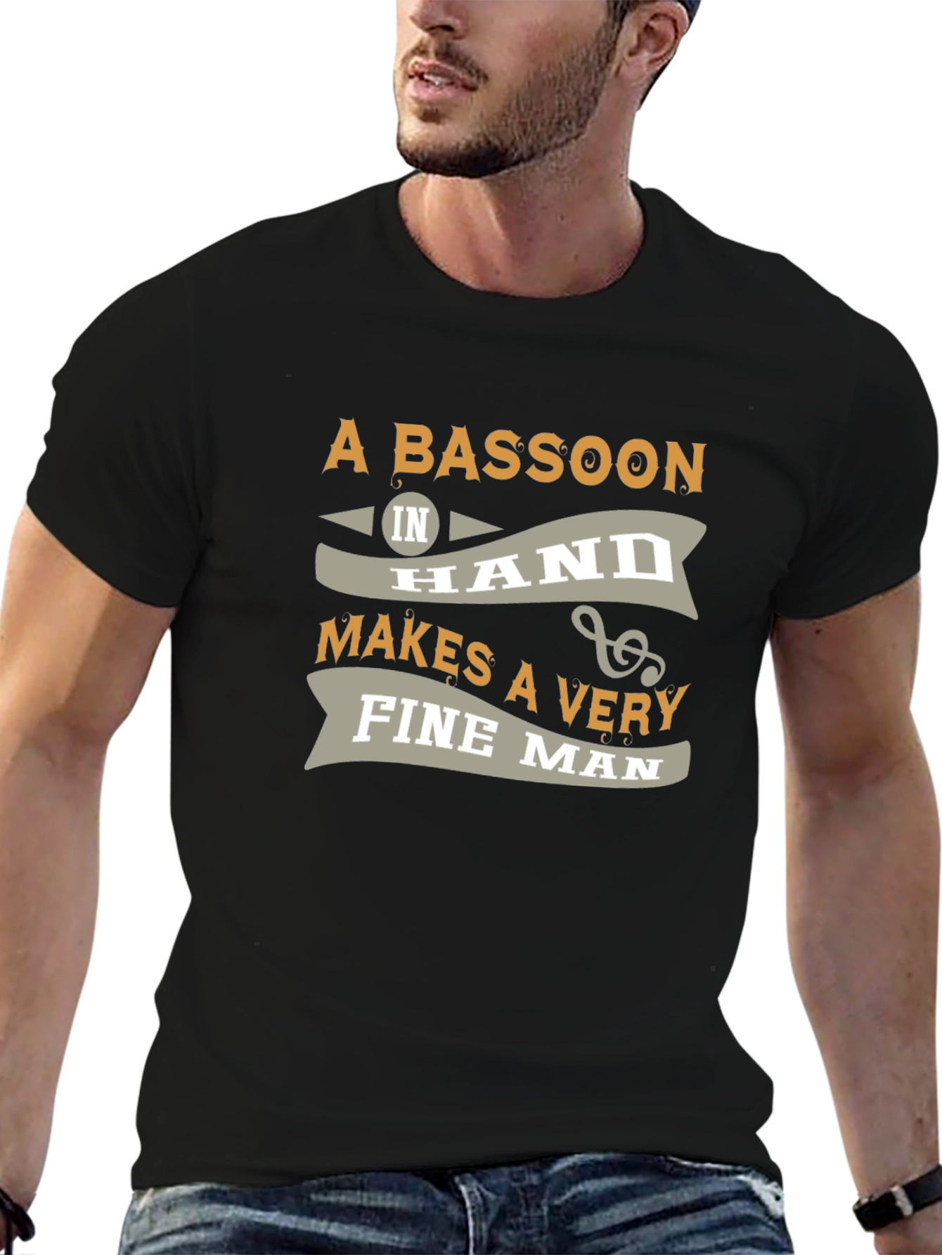 Bassoon Fine Man Graphic Tee - Black