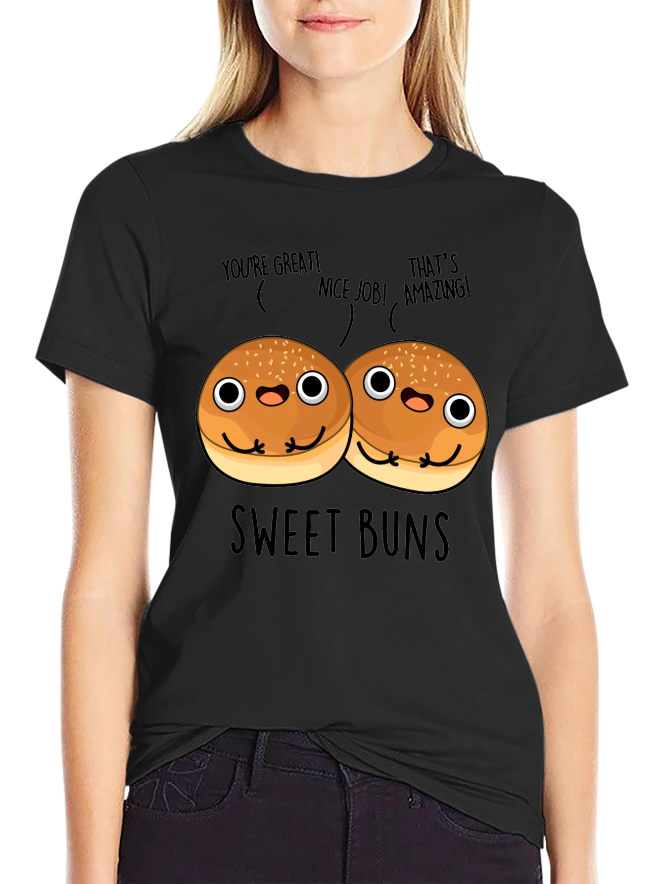Sweet Buns Graphic Tee - Unisex Black T-Shirt