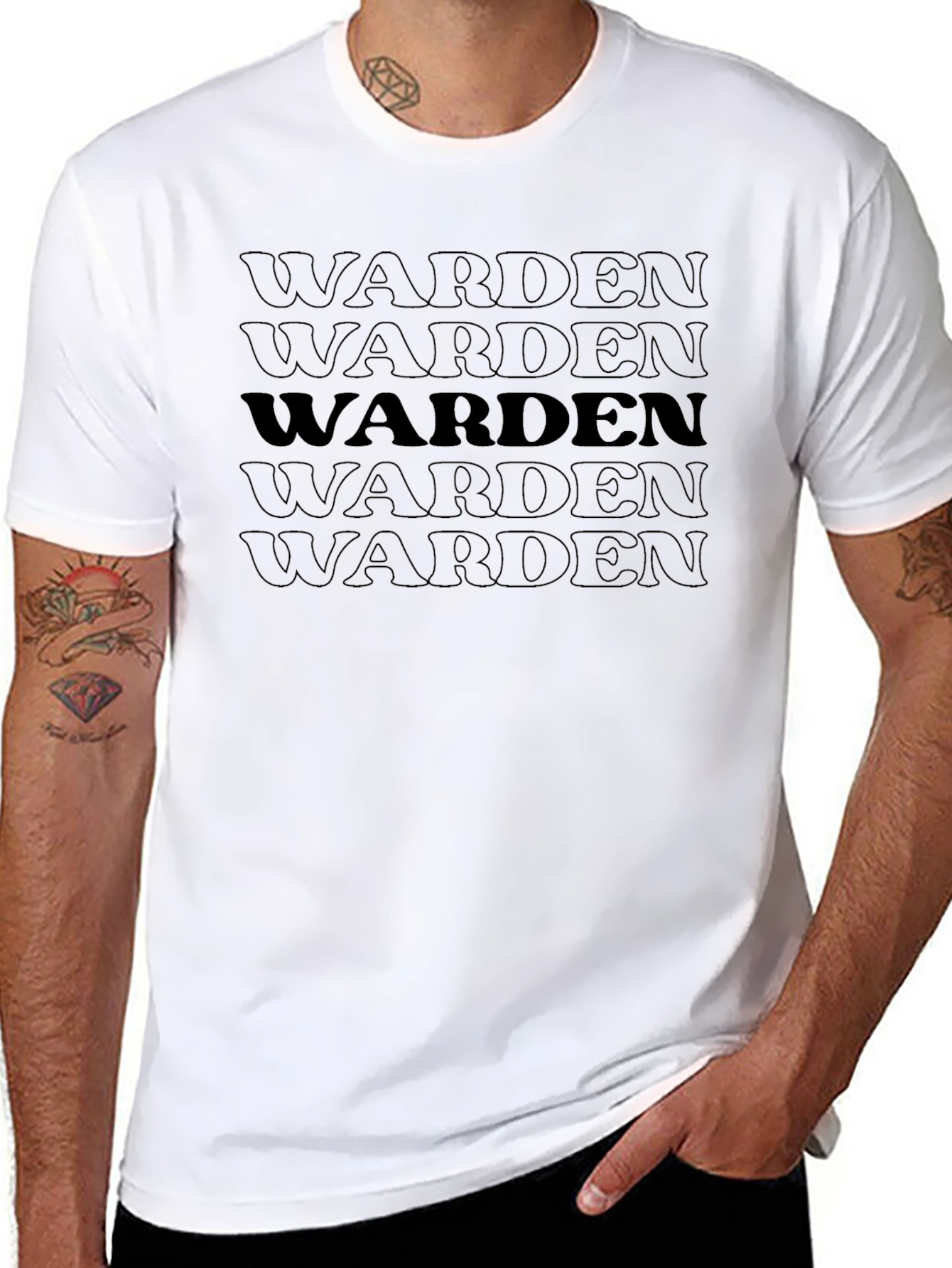 Warden Stacked Graphic T-Shirt - Soft Cotton Tee