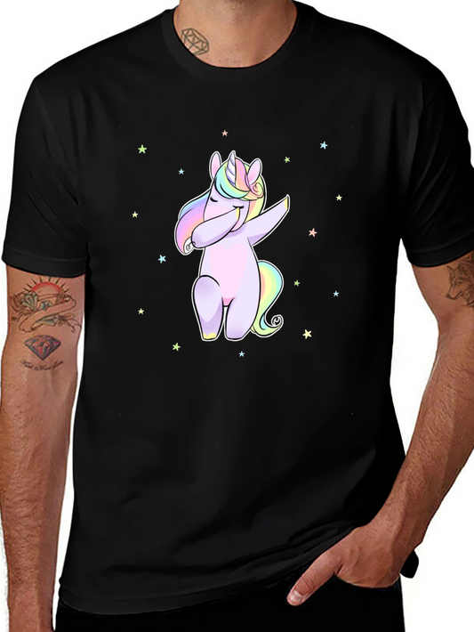 Dabbing Unicorn Graphic Tee - Mens Black T-Shirt
